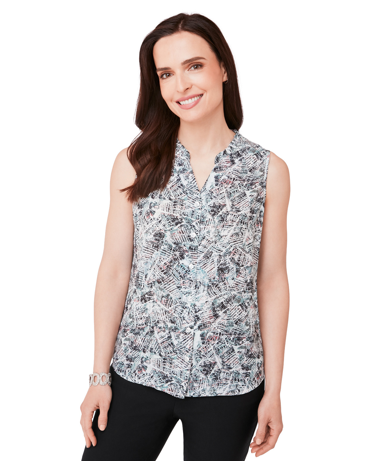 Ruffle Collar Sleeveless Blouse