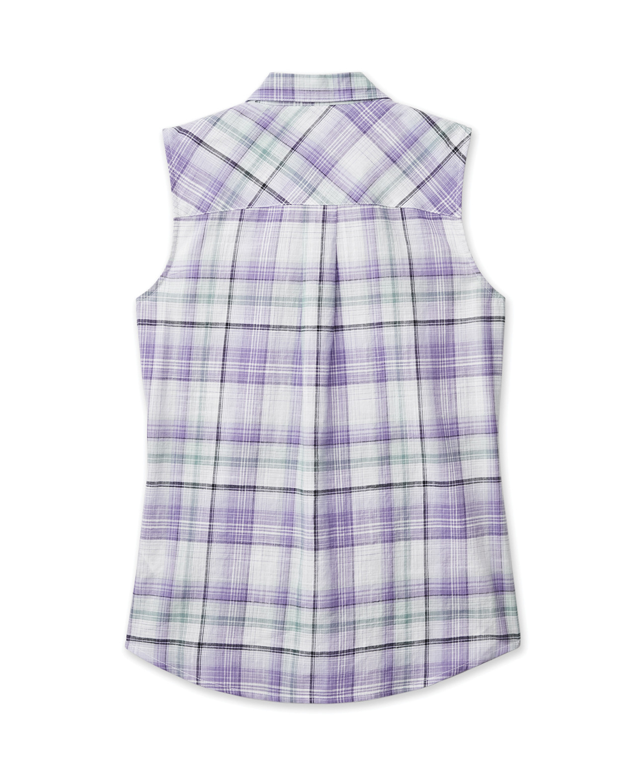 Sleeveless Yarn Dye Plaid Shirt