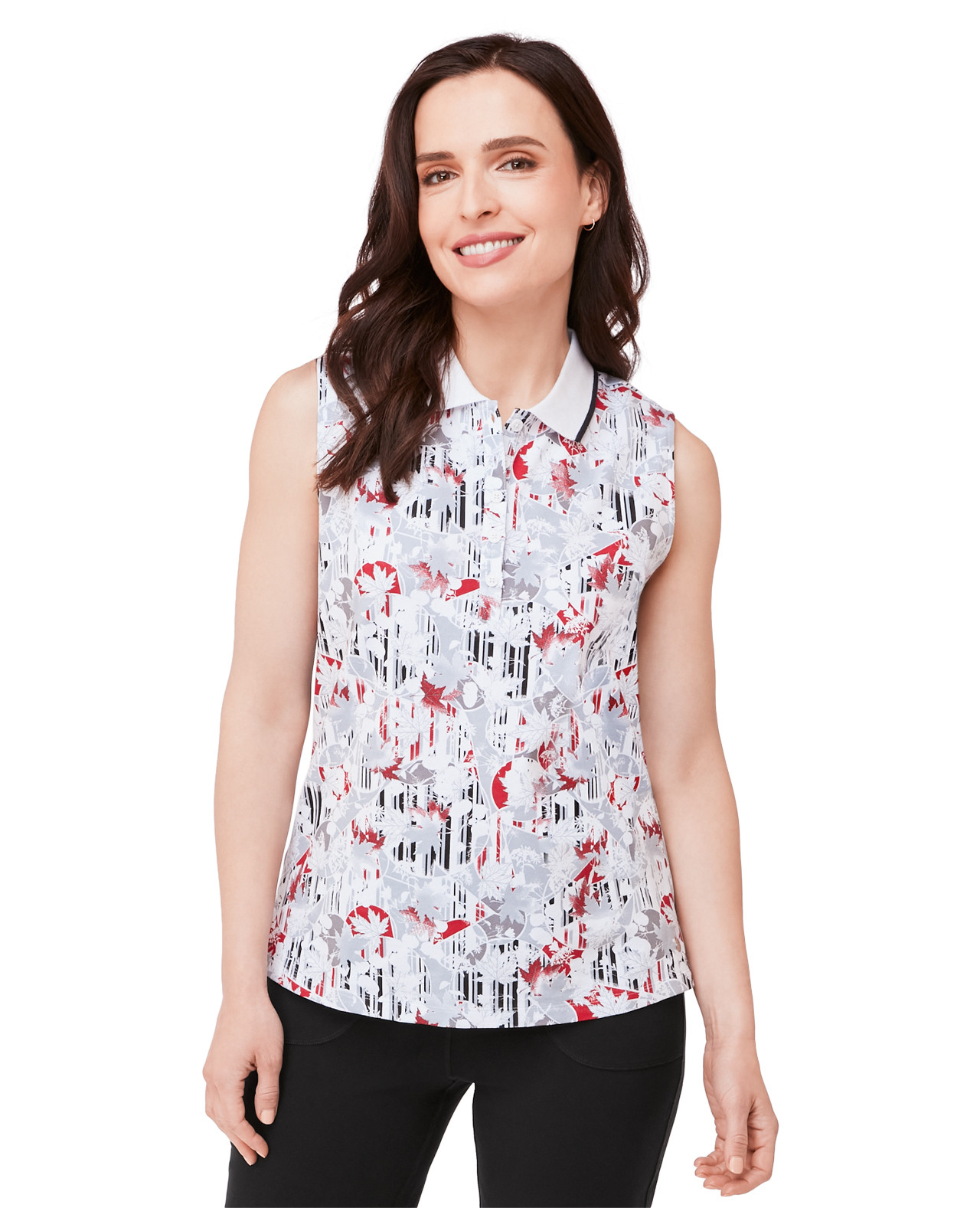 Printed Polo Top