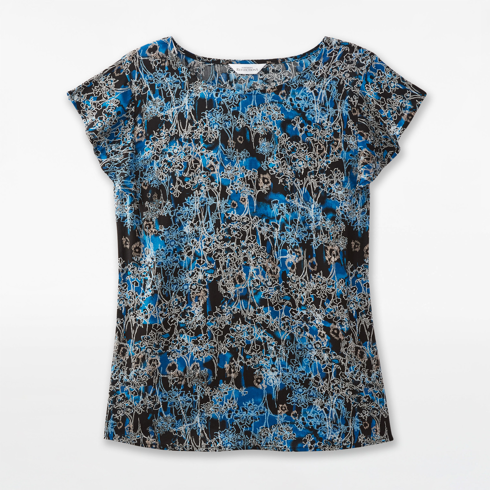 Flutter Sleeve Curved Hem Blouse