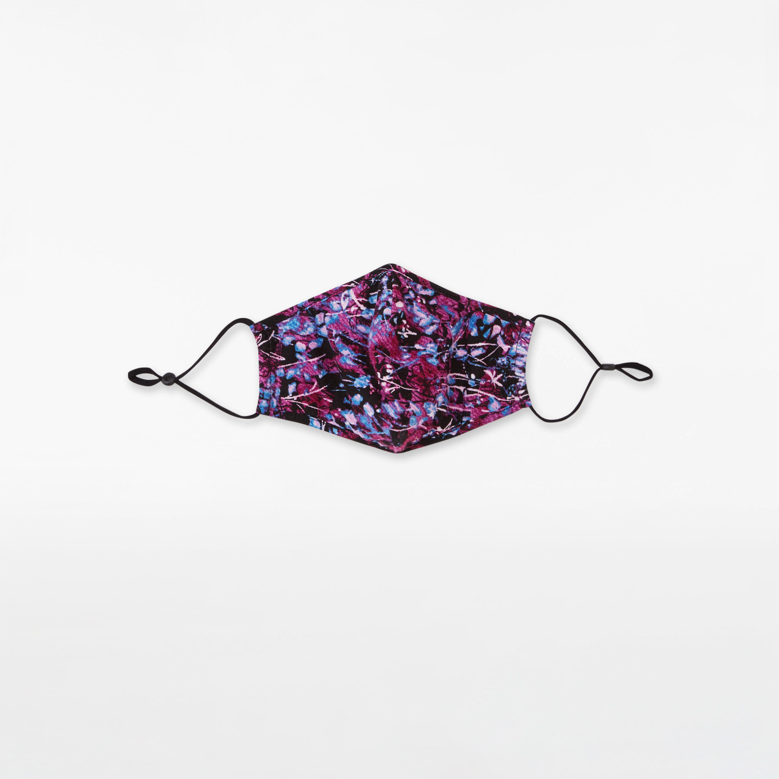 Folded Floral Print Reusable Face Mask - Purple