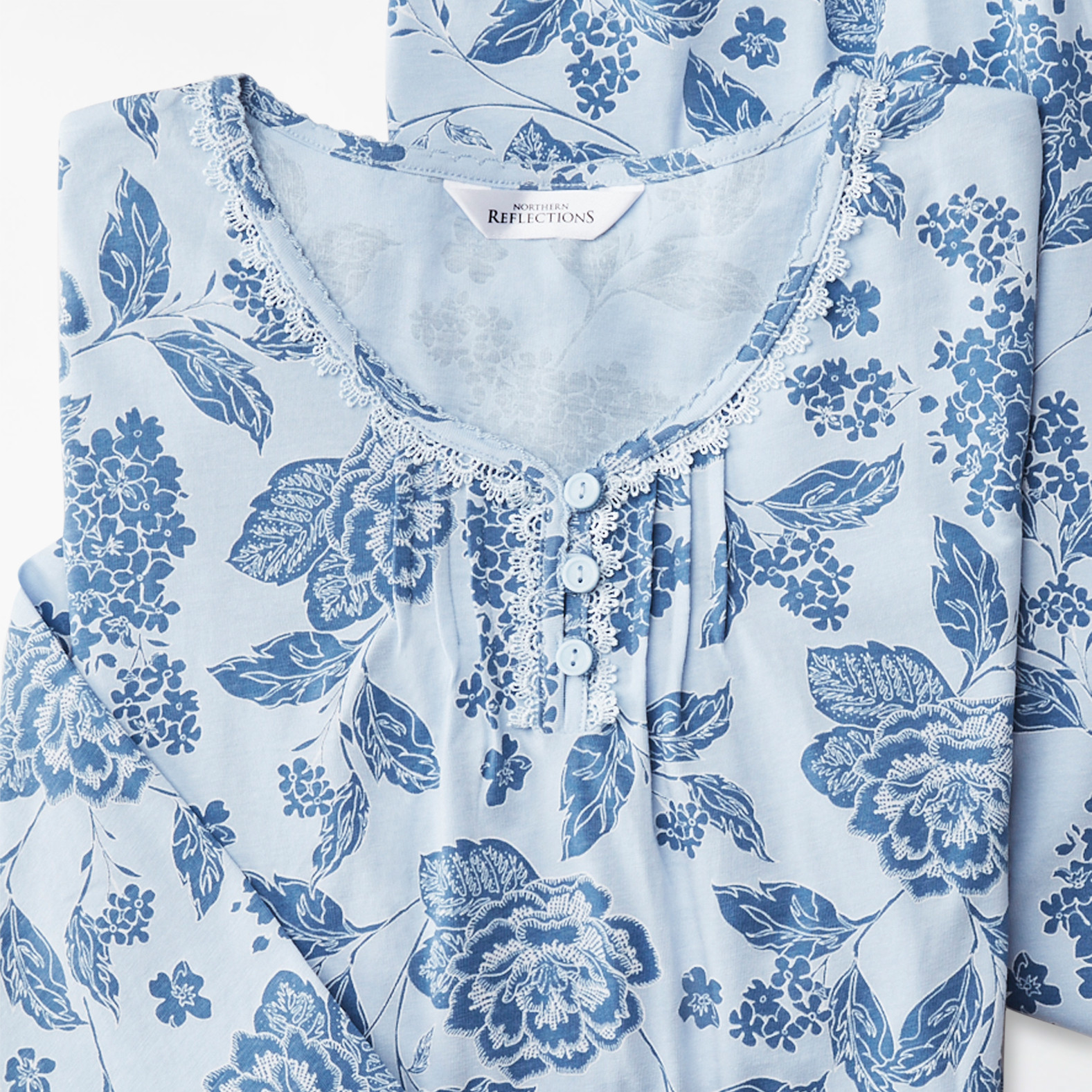Blue Floral Jersey Pyjama Set