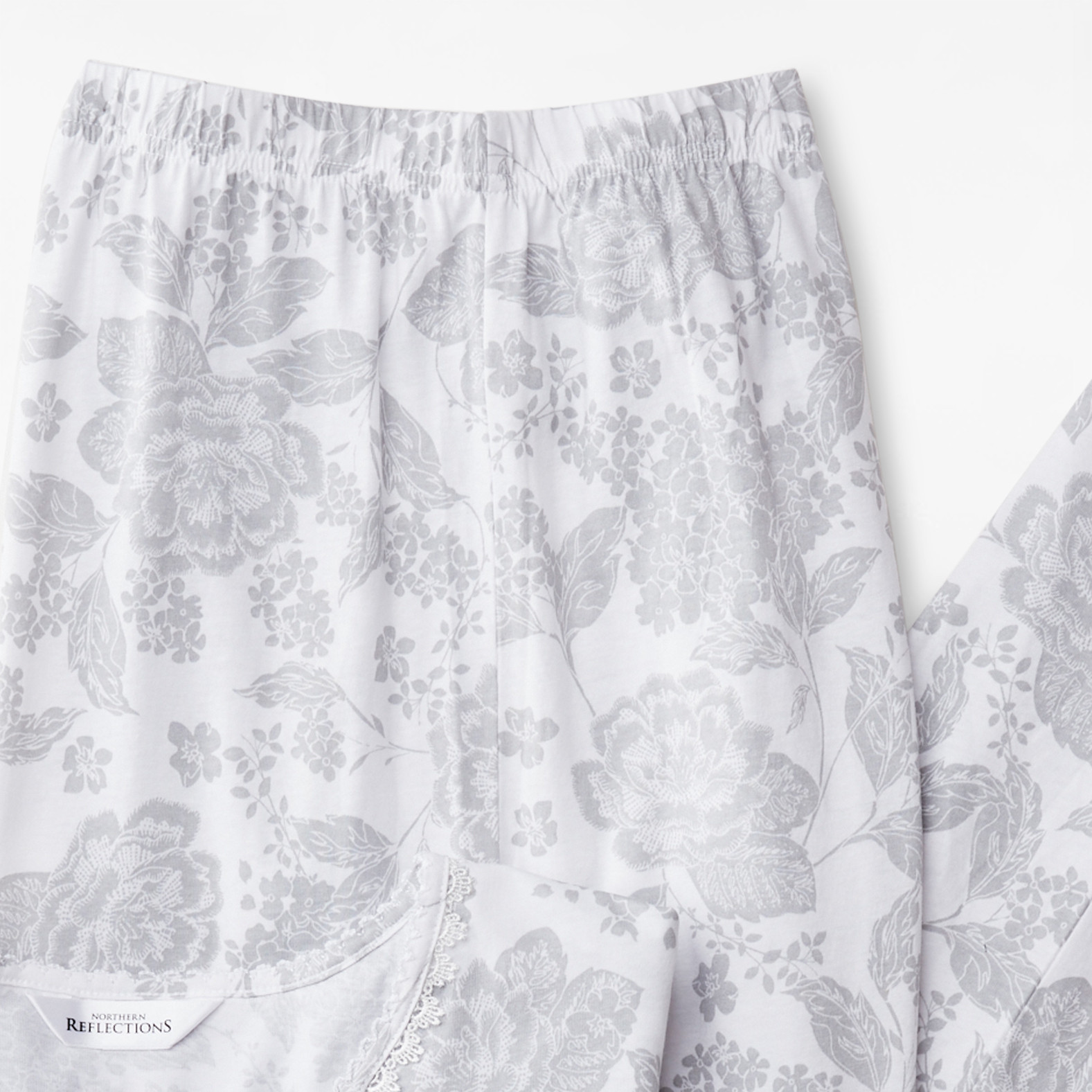 Floral Print Lace Detail Pyjama Set