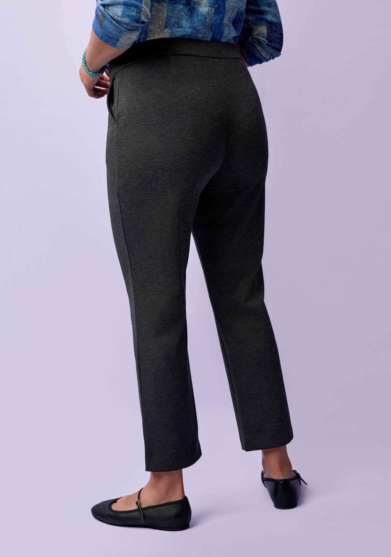 Petite - Straight Leg Knit Pant Back View