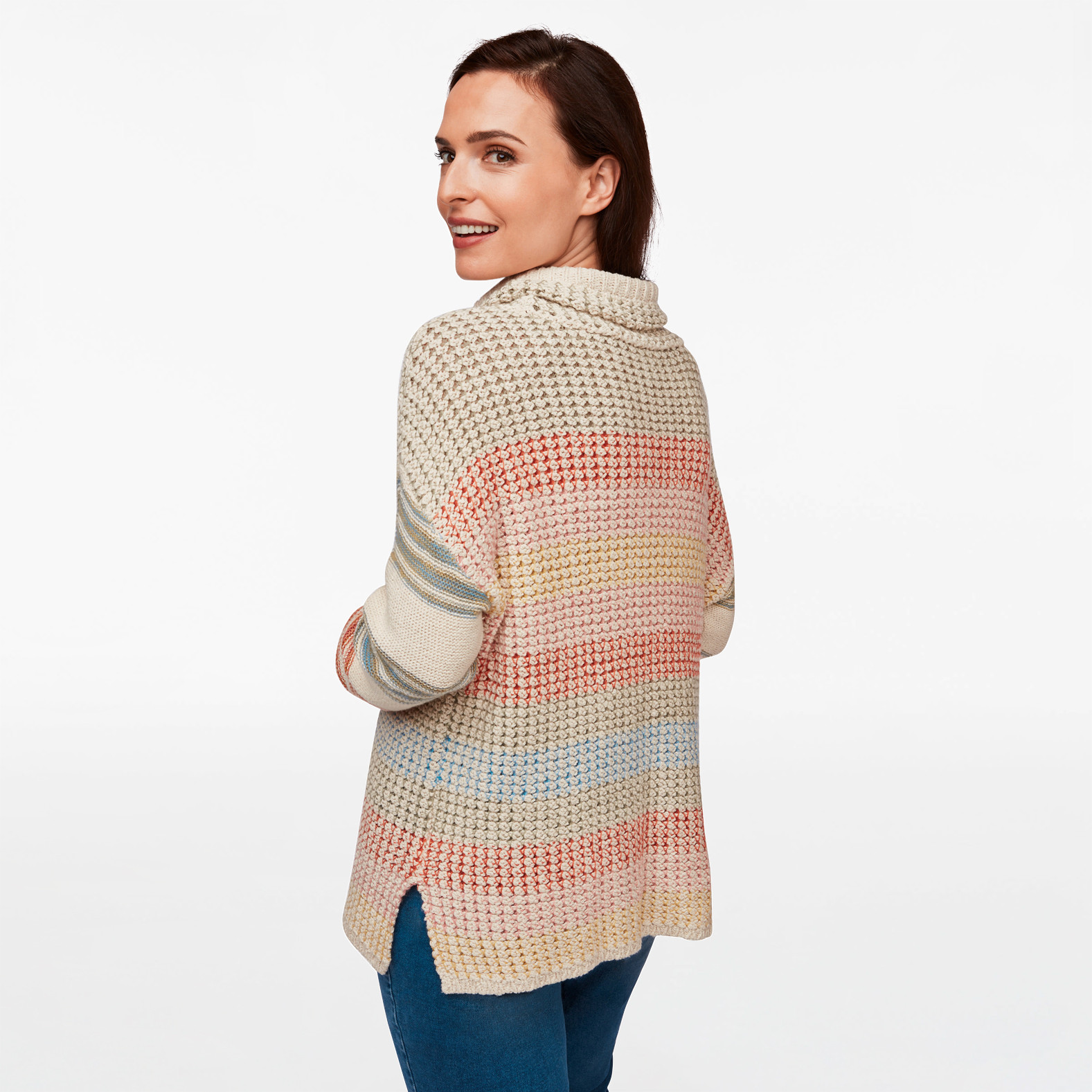 Cowl Neck Striped Sweater