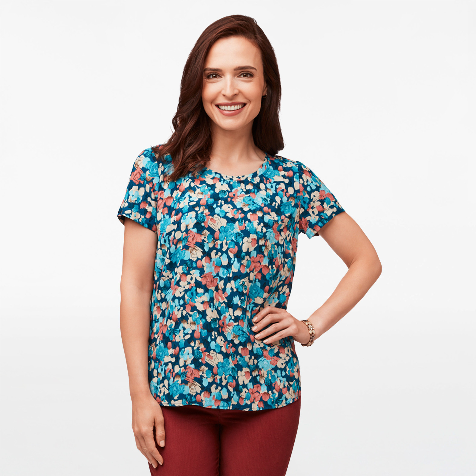 Short Sleeve Mixed Media Pullover