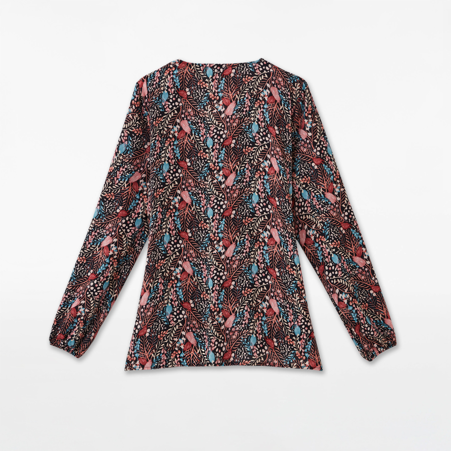Long Sleeve Ruffle Neck Blouse Back View