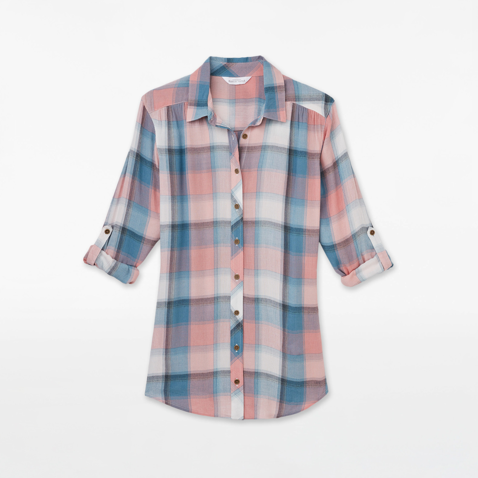 Button Front Yarn Dye Shirt - rolled sleeves