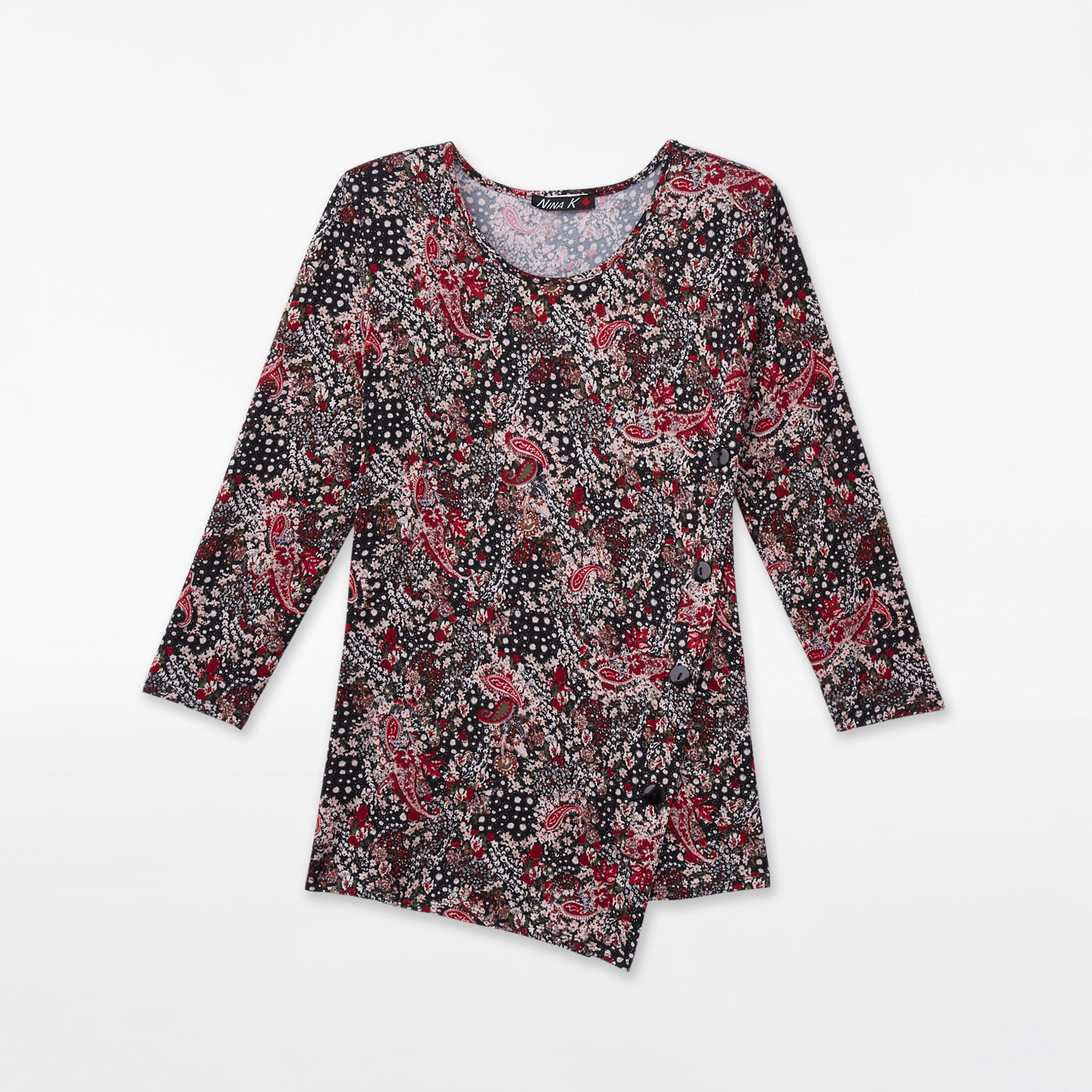 3/4 Sleeve Asymmetrical Hem Top