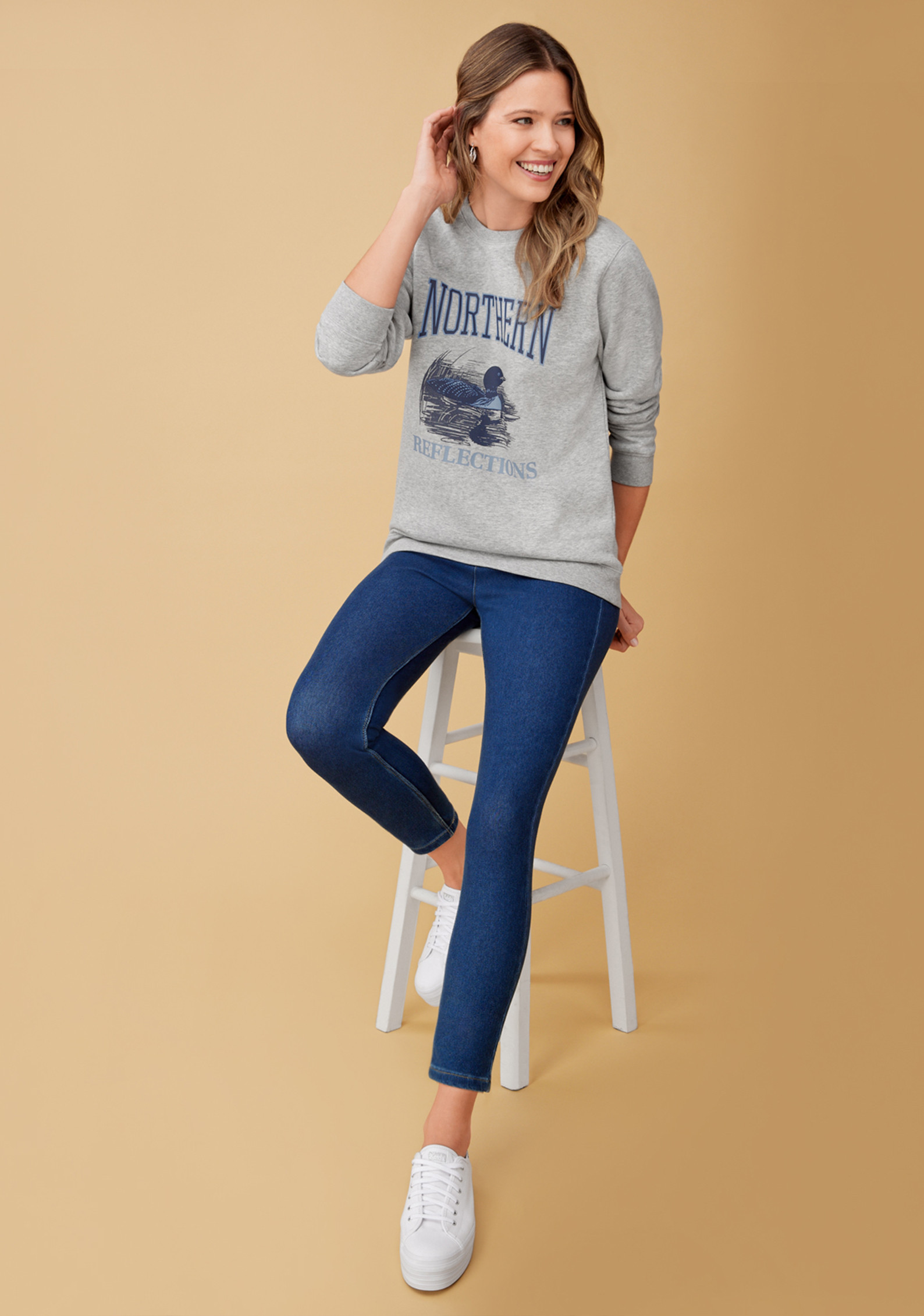 Iconic Loon Logo Sweatshirt-Full Body Light Grey