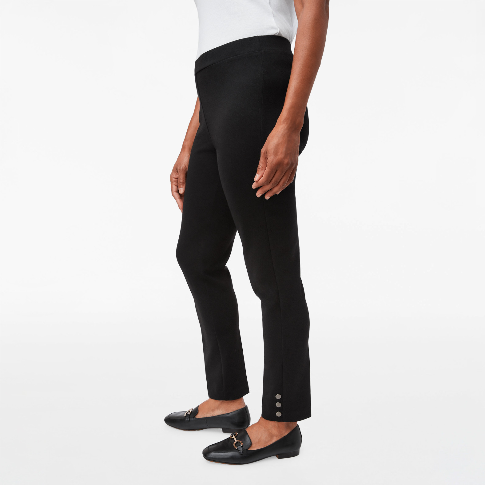 Pull On Slim Leg Pant with Snap Detail