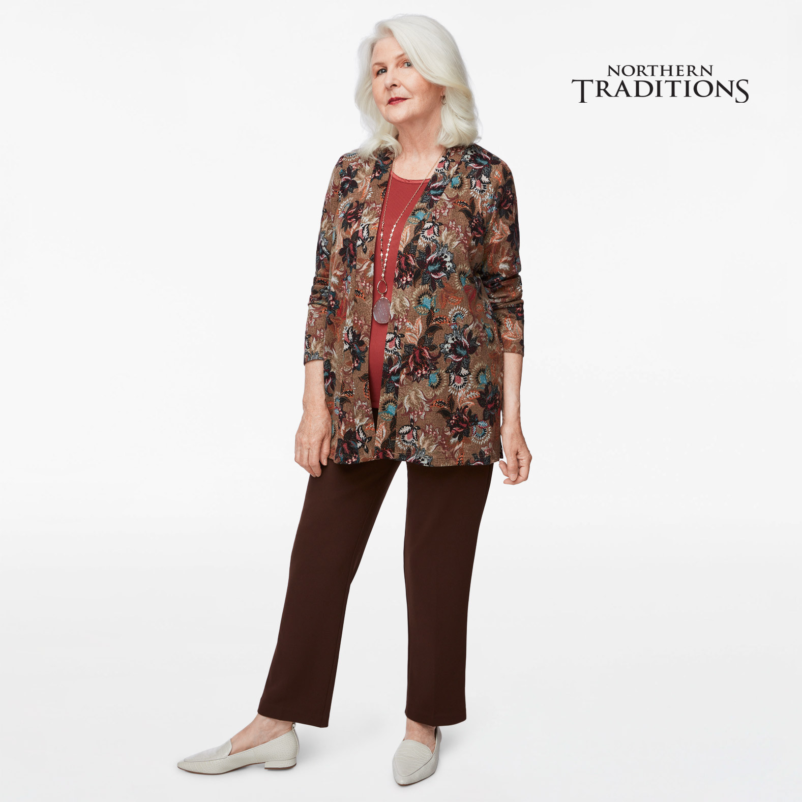 Printed Side Slit Cardigan