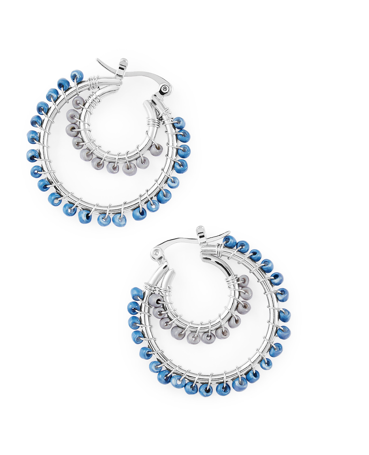 Beaded Double Hoop Earrings