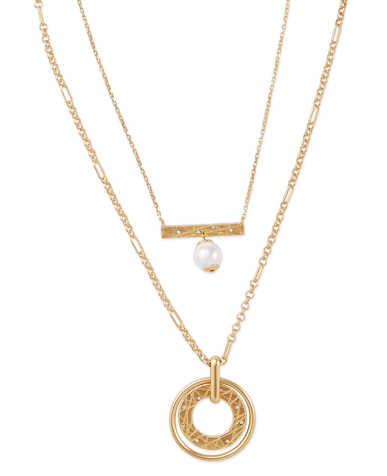 Double Row Faux Pearl Necklace
