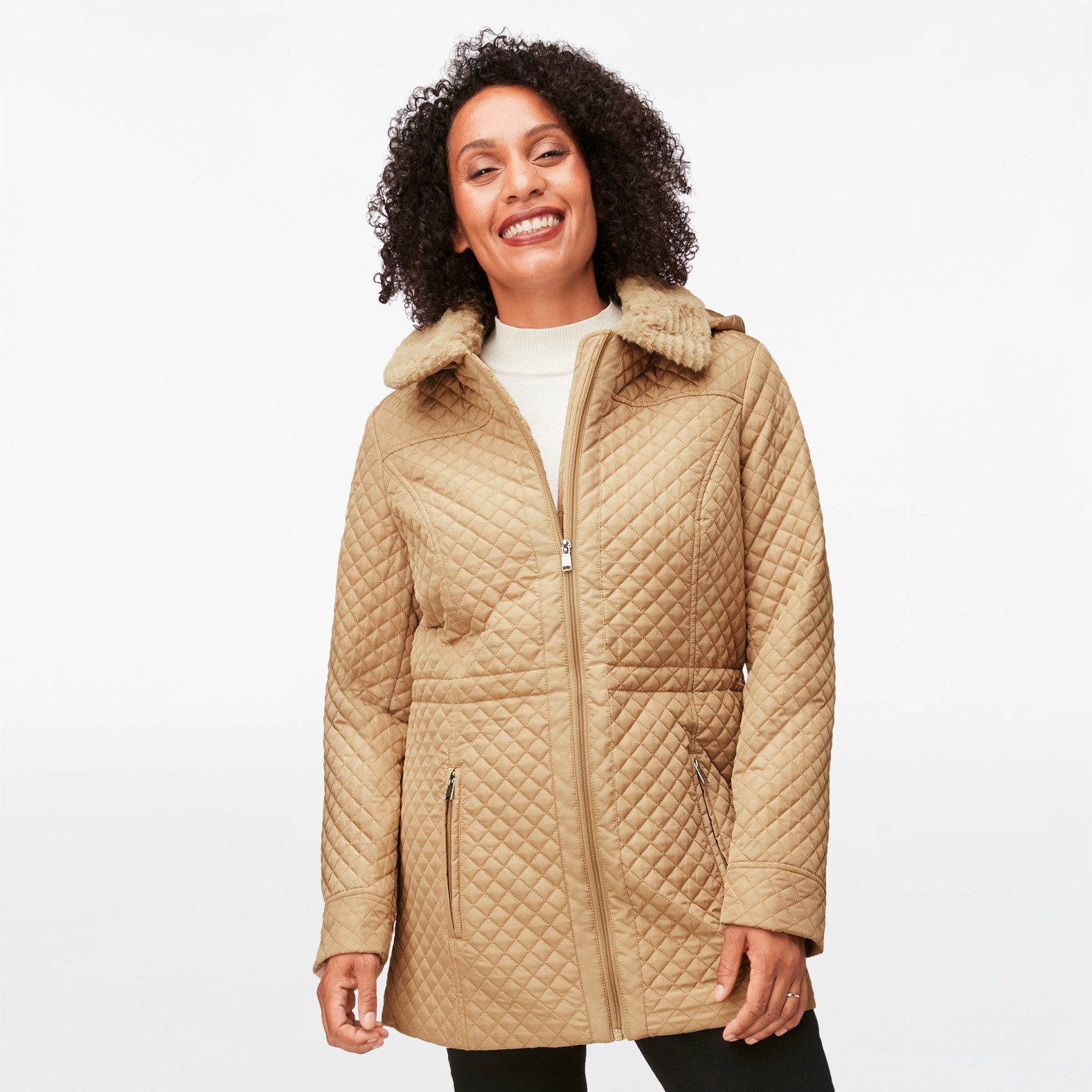 Faux Fur Collar Jacket With Hood