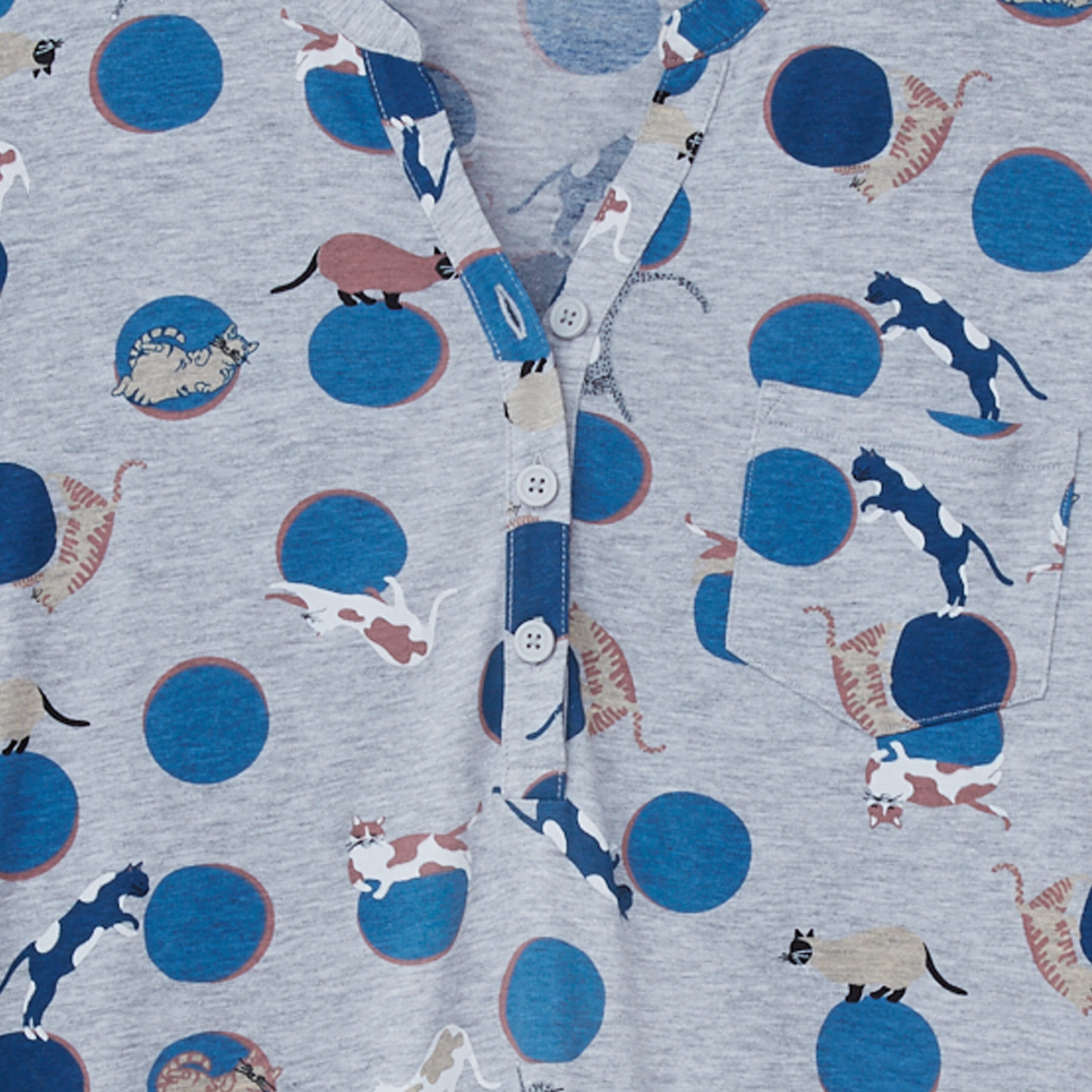 Cat Print Jersey Nightshirt