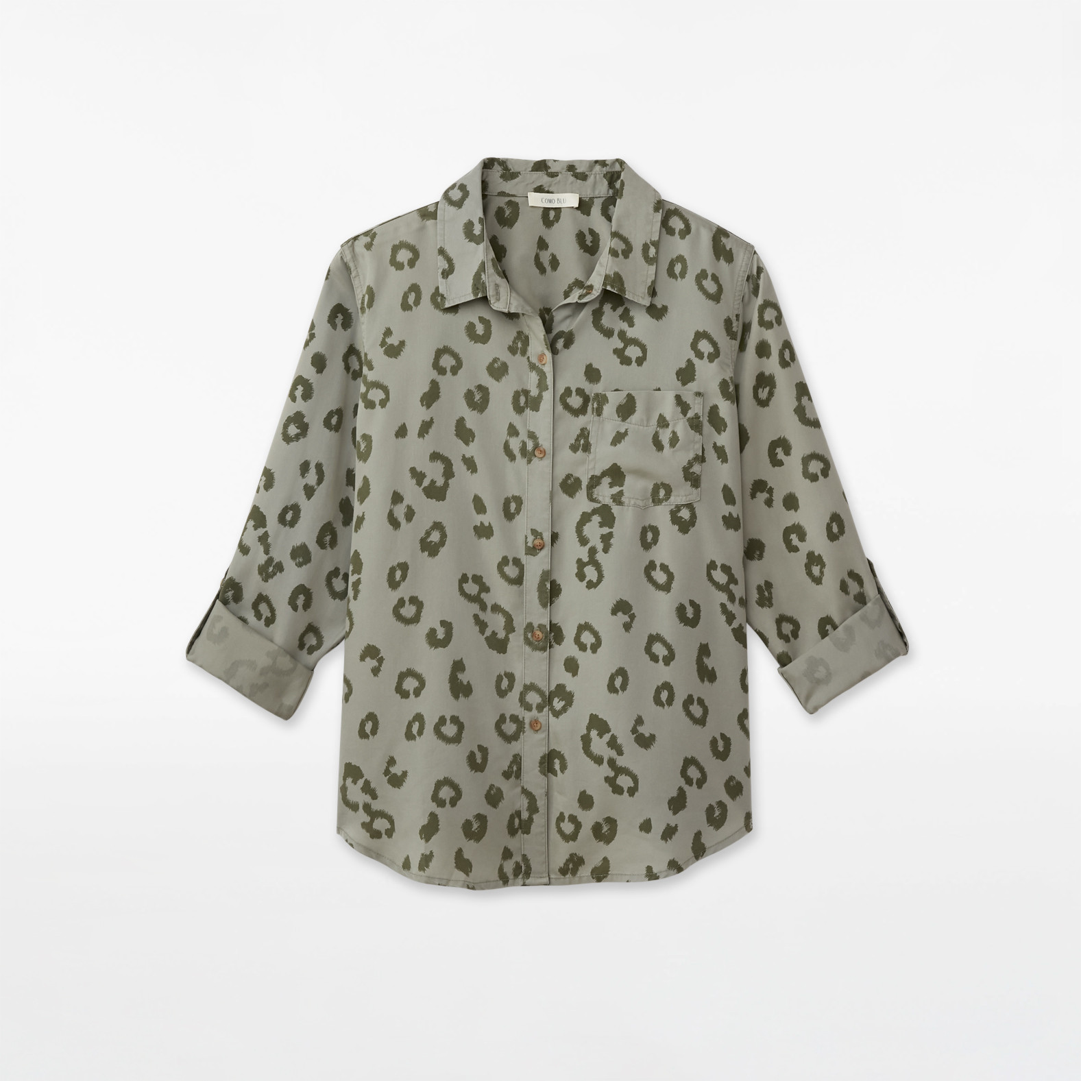 Animal Print Roll Tab Shirt