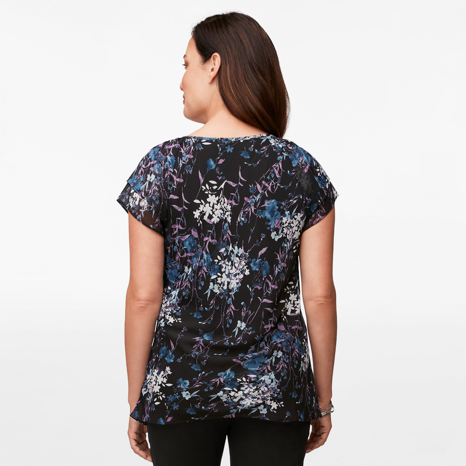 Floral Print Tulip Sleeve Blouse