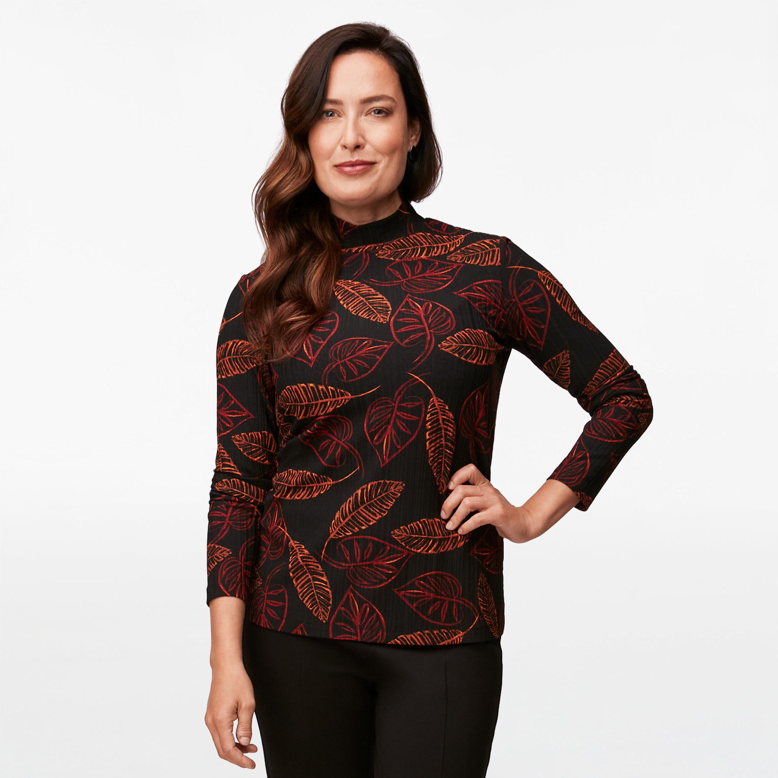 Mock Neck Printed Top
