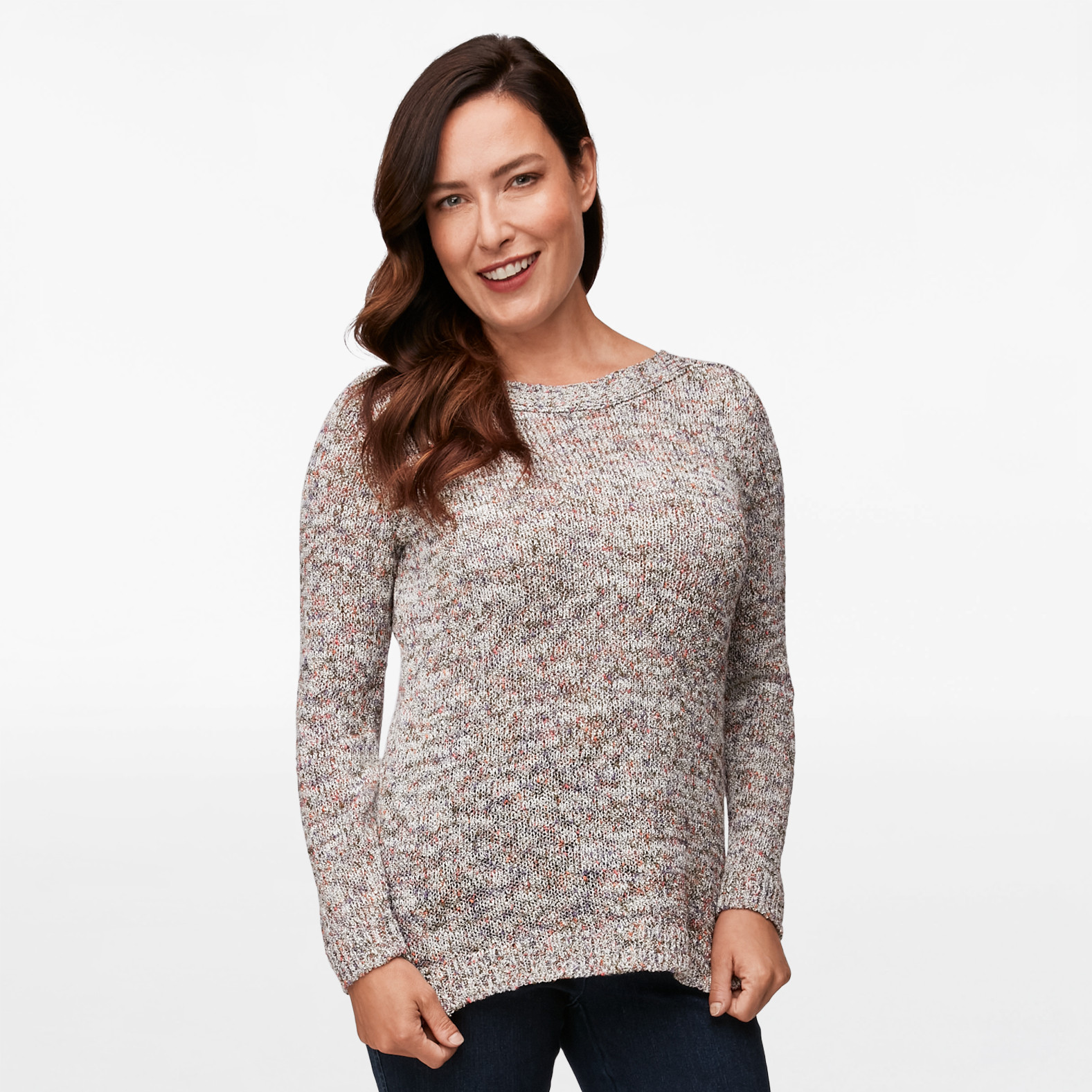 Mixed Yarn Boat Neck Sweater