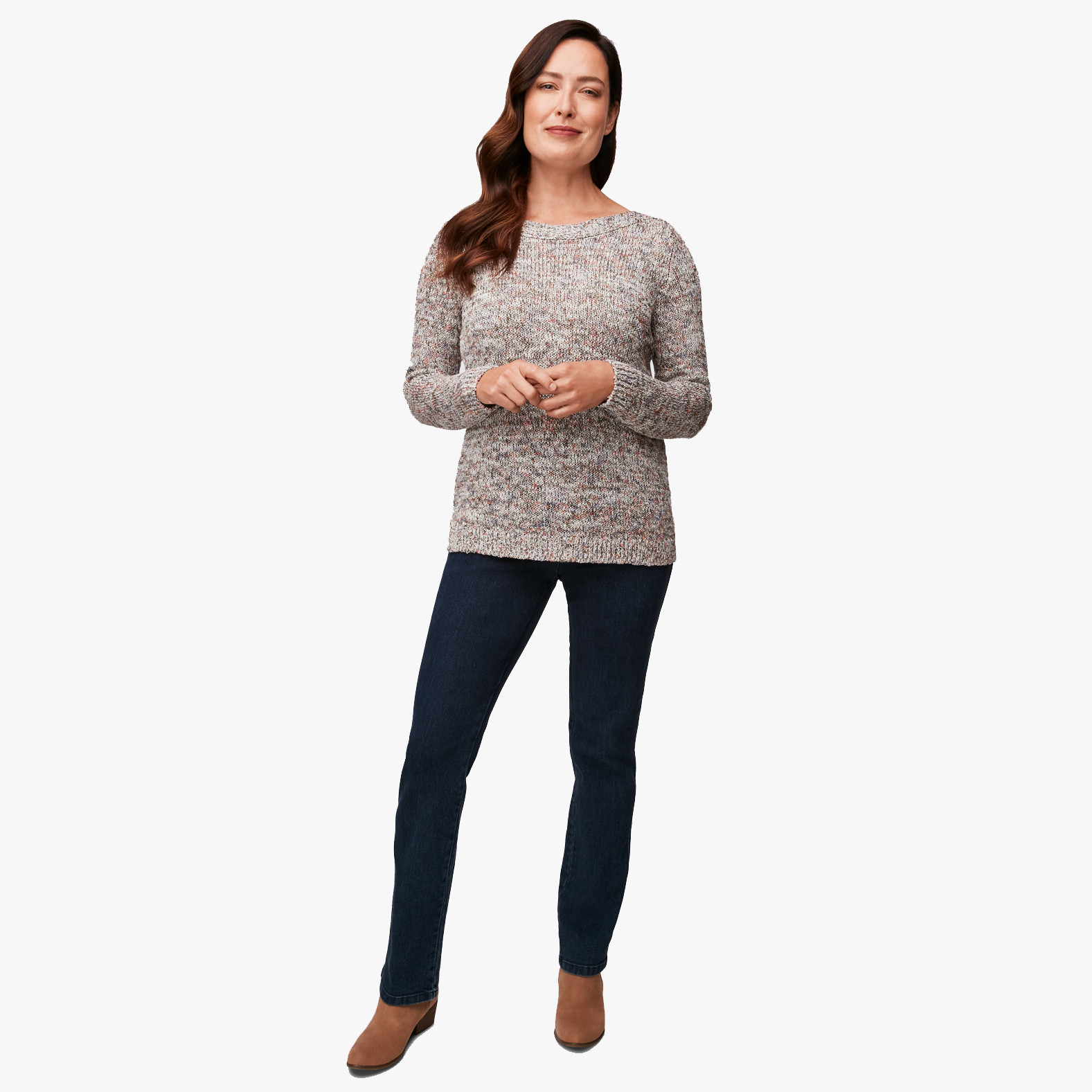 Mixed Yarn Boat Neck Sweater