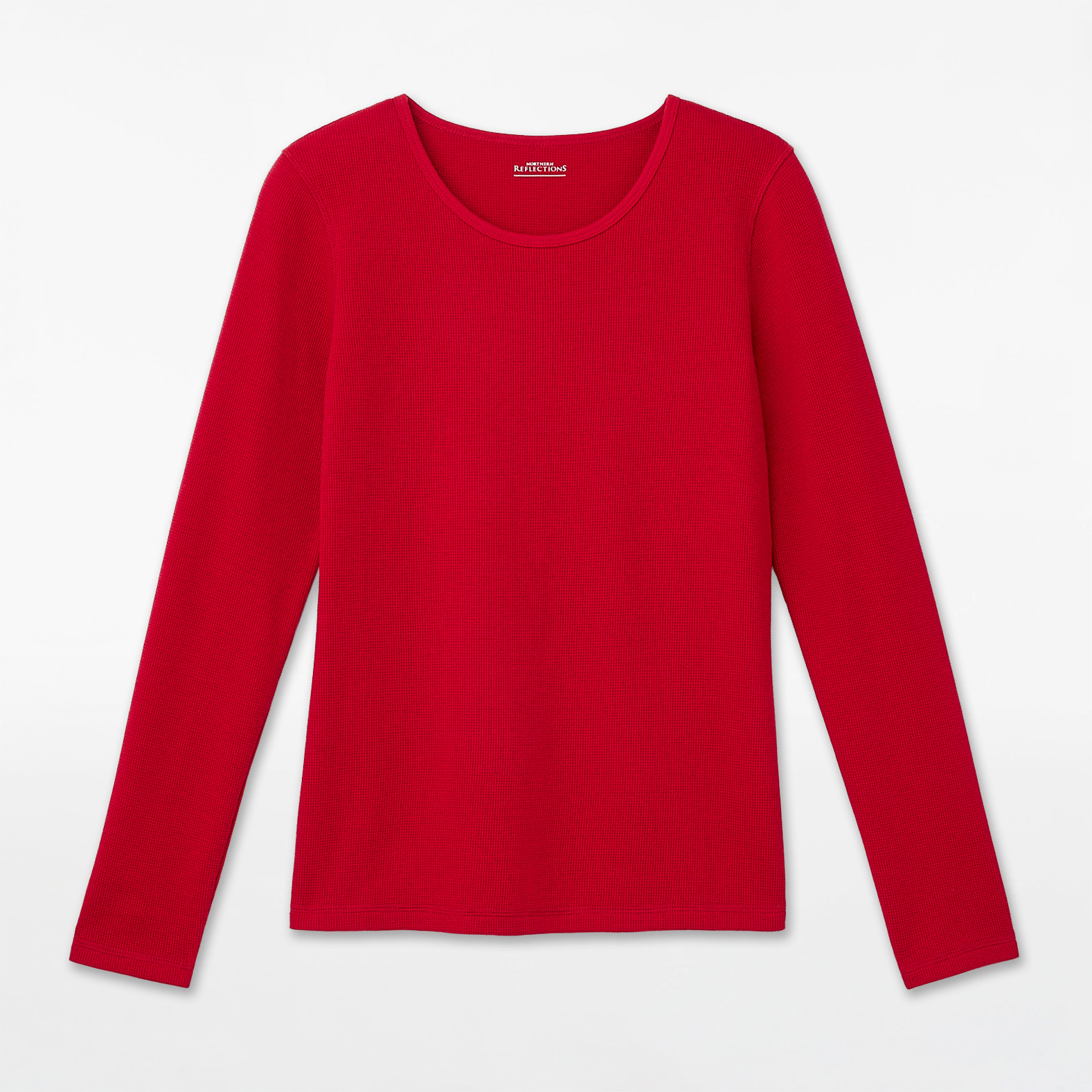 Solid Crew Neck Waffle Knit Tee