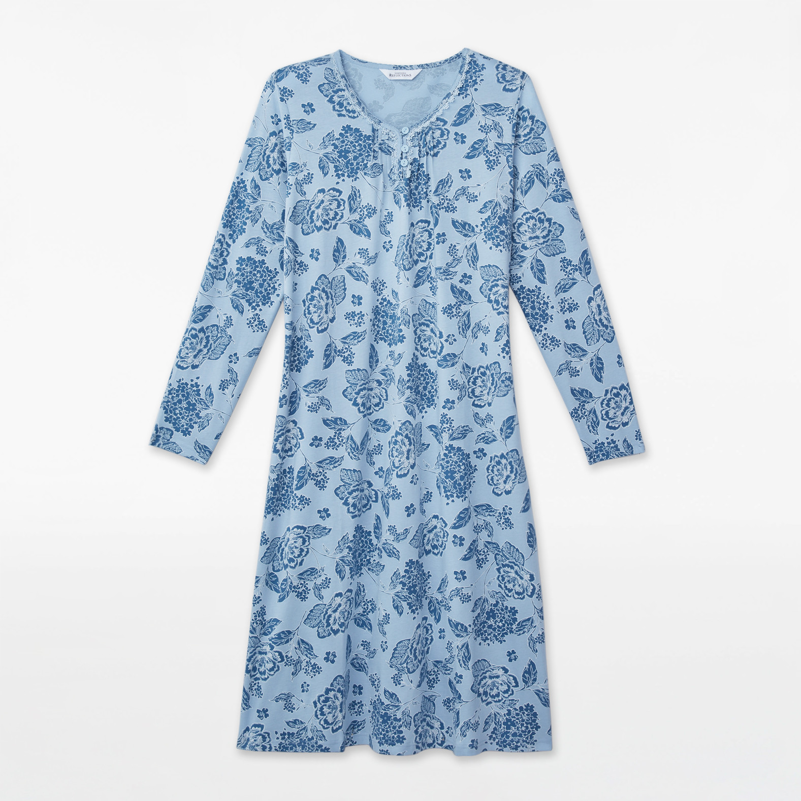 Blue Floral Pin Tuck Nightshirt