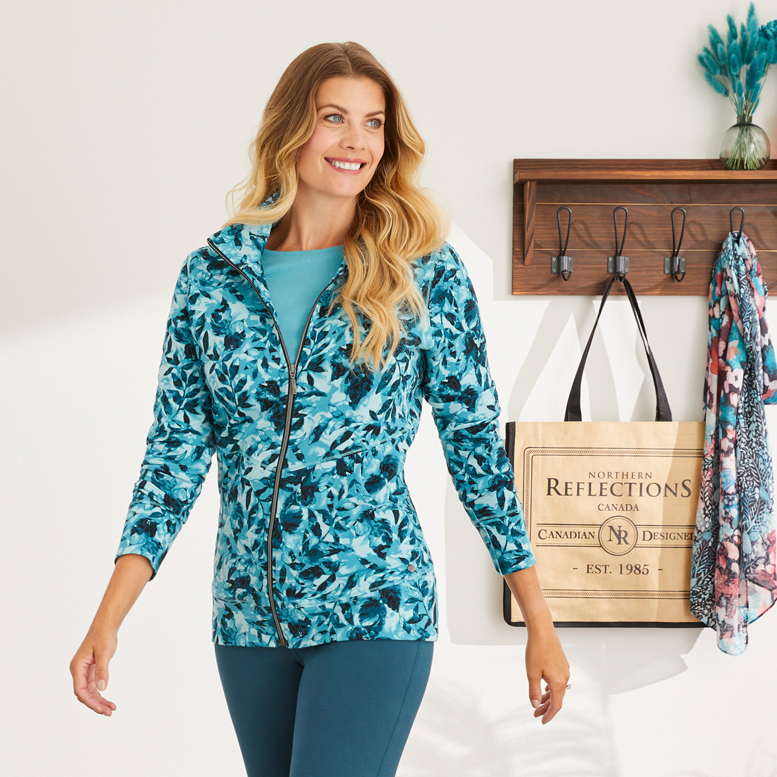 Printed Zip Front Tencel Jacket