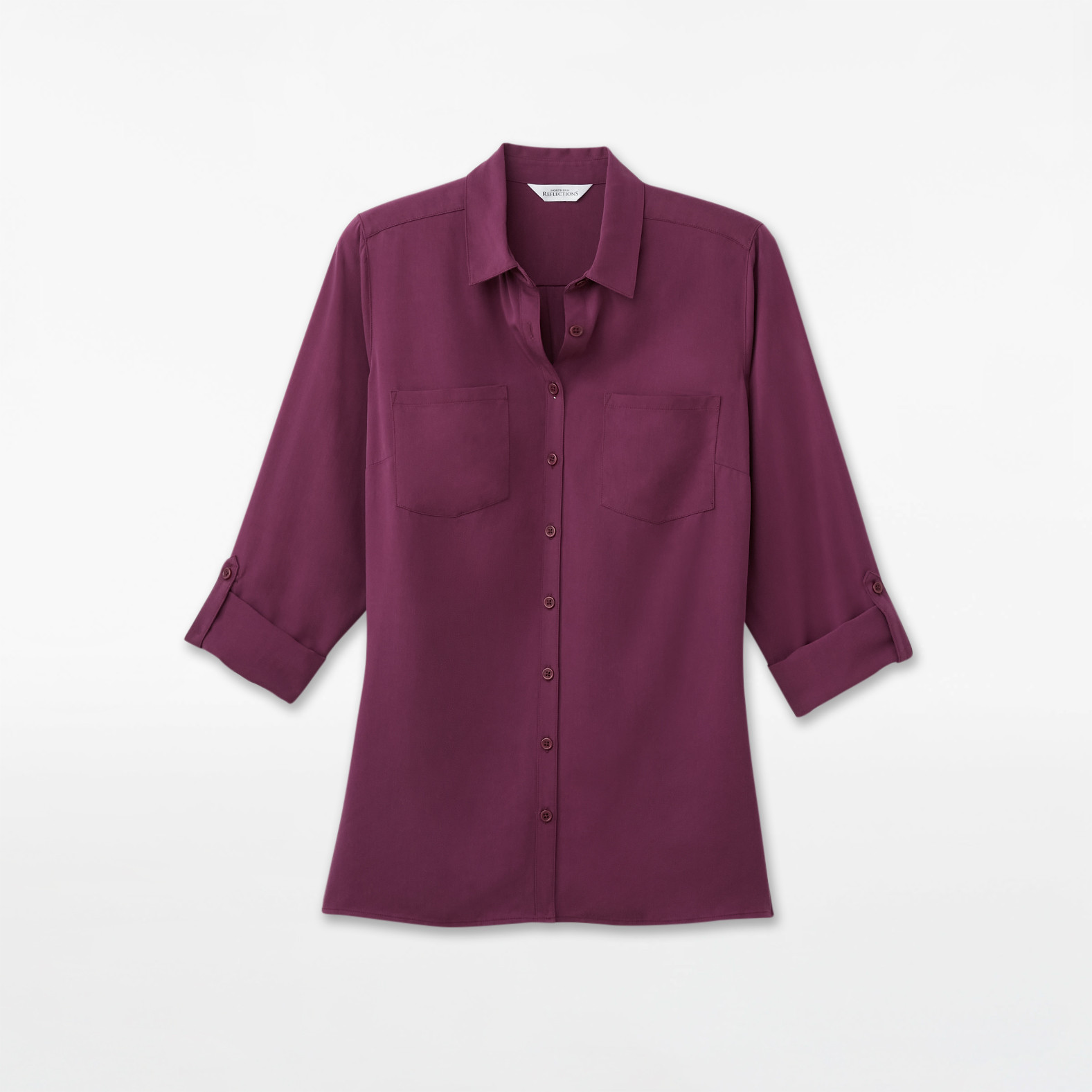 Roll Tab Sleeve Button Front Shirt