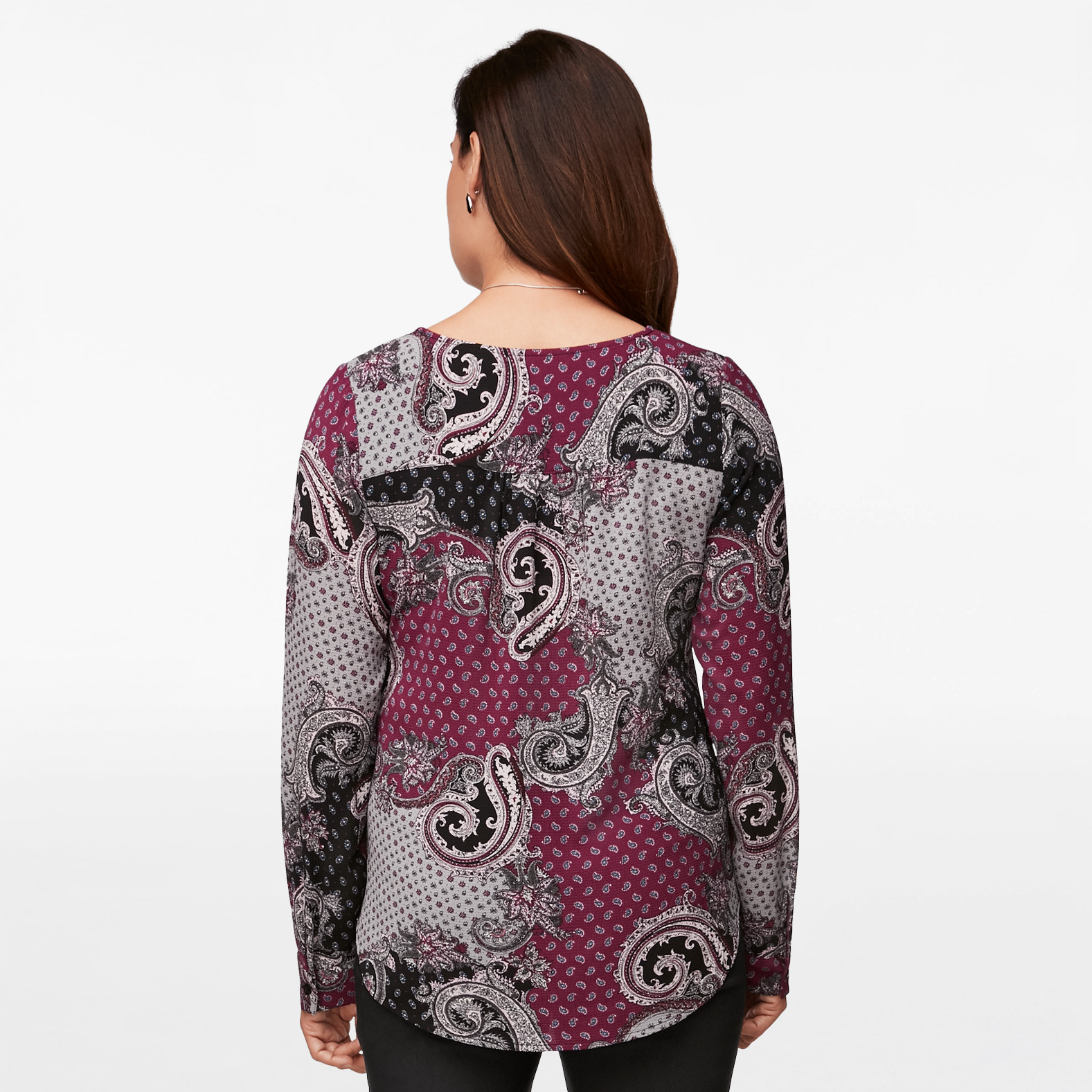 Long Sleeve Paisley Print Blouse