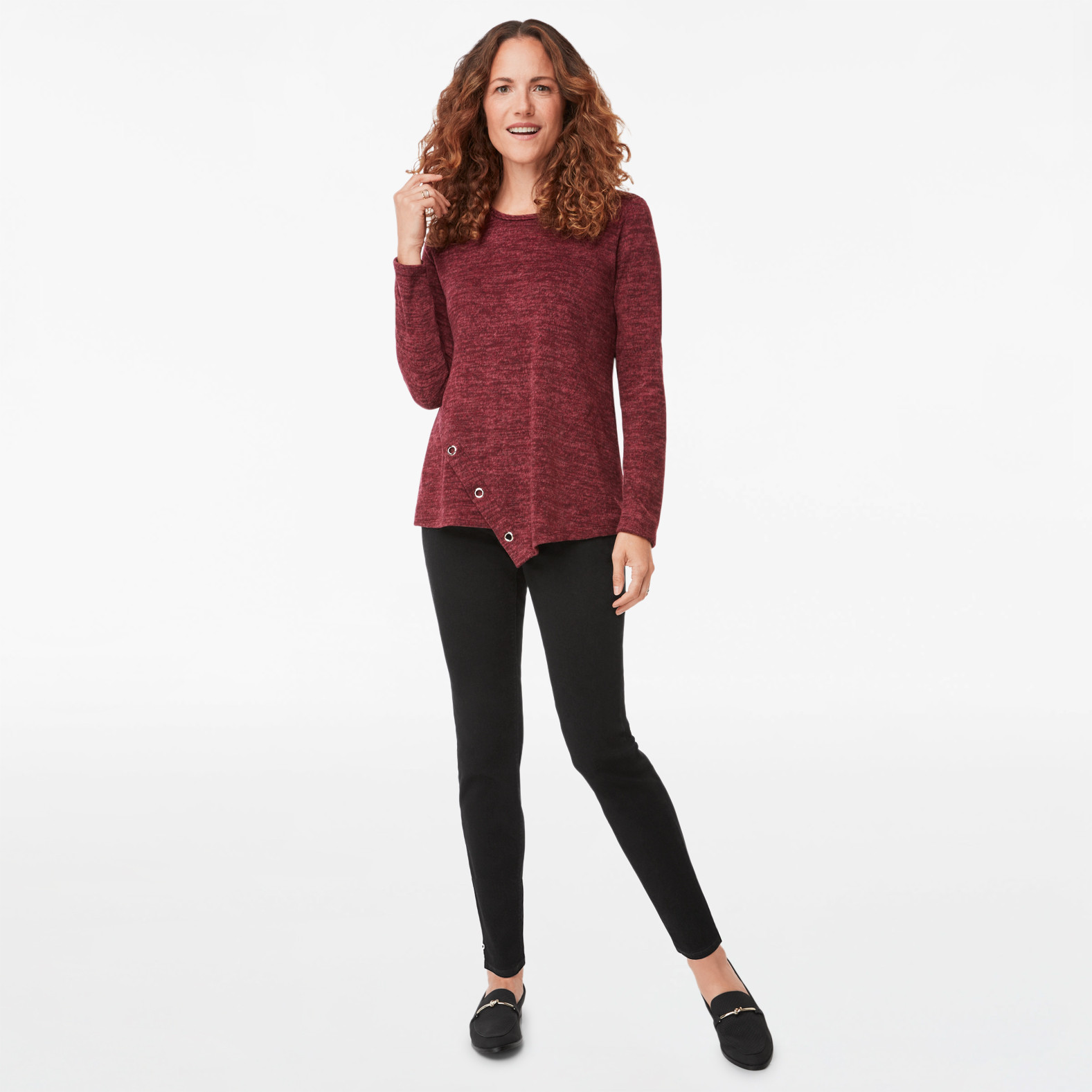 Sweater Knit Grommet Detail Top
