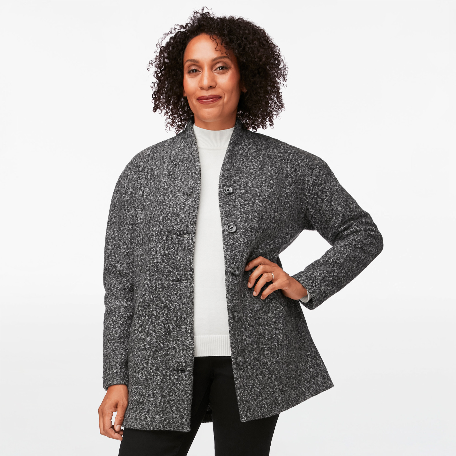 Long Boucle Shirt Jacket