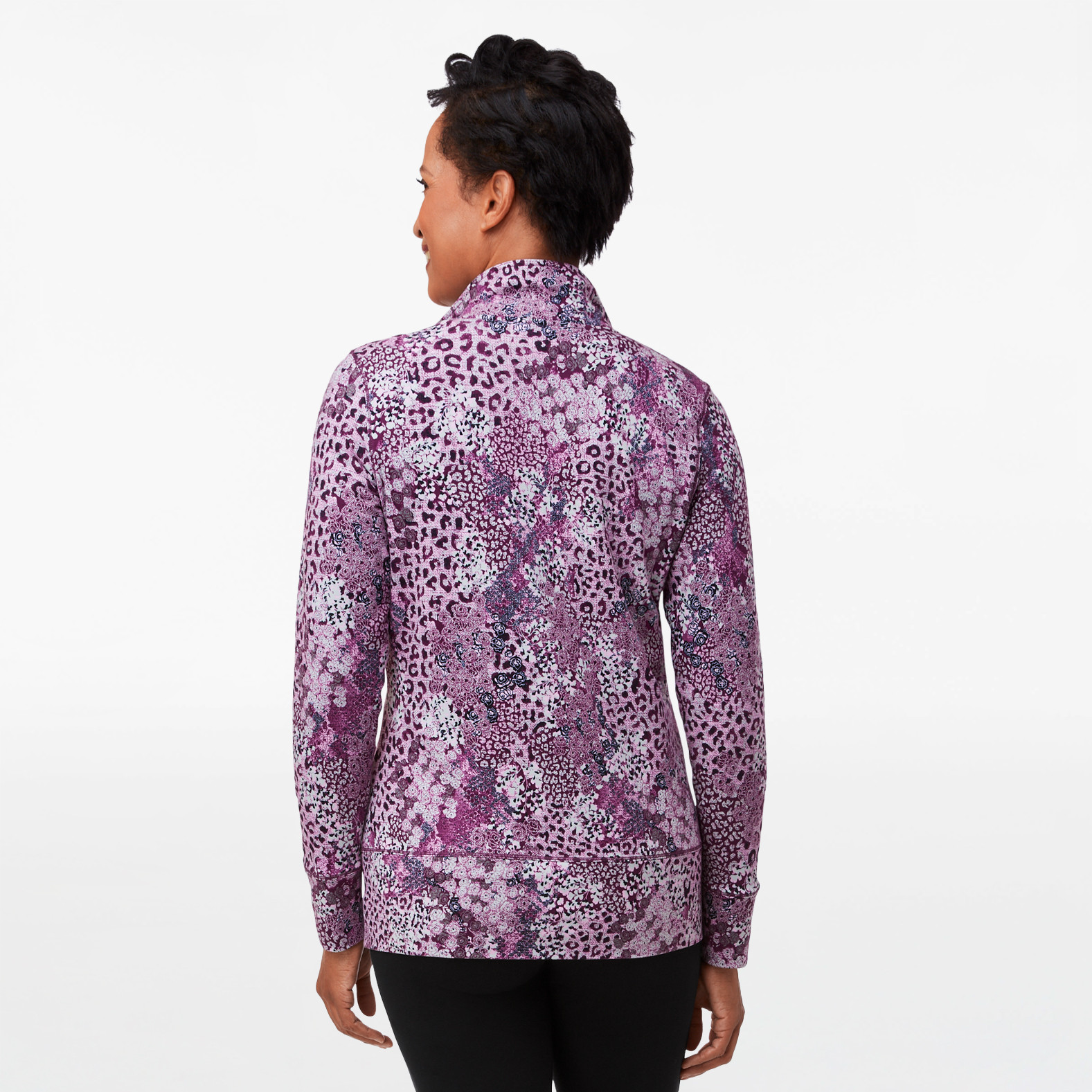 Cheetah Print Full Zip Seamed Jacket