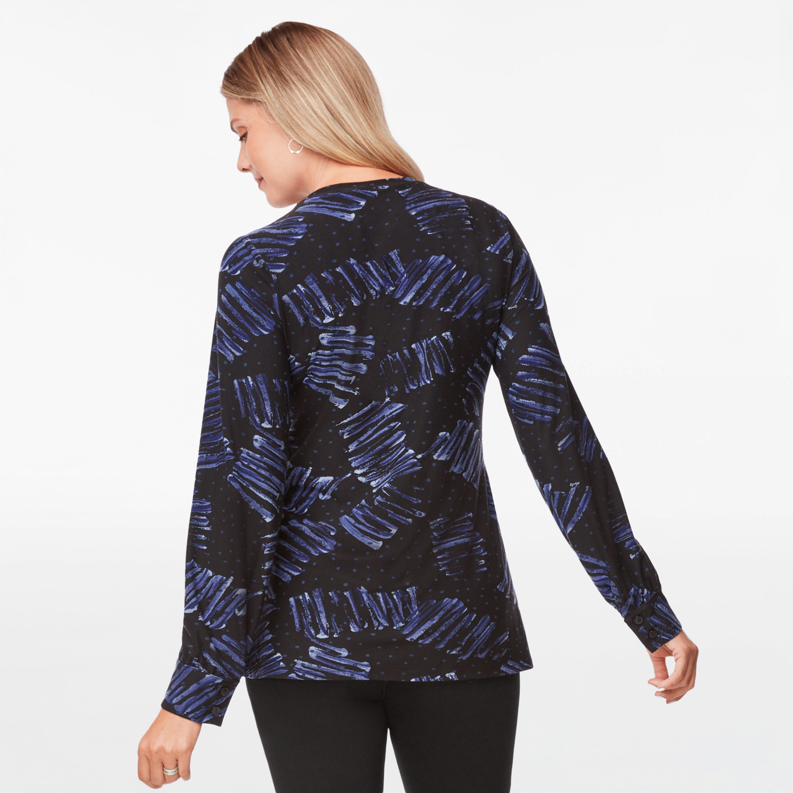 VNeck Knit Button Cuff Top