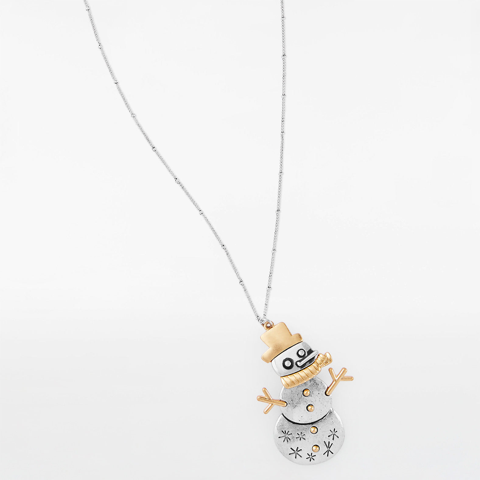 Festive Dangling Snowman Necklace