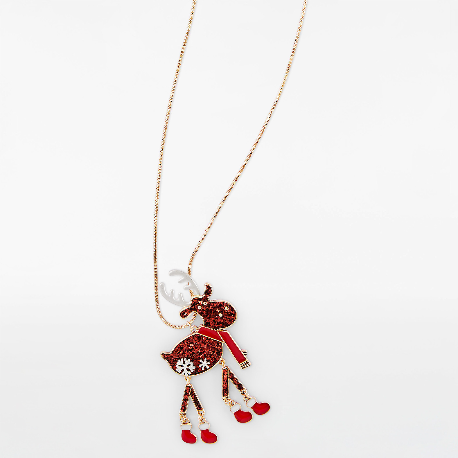 Festive Dangling Reindeer Necklace