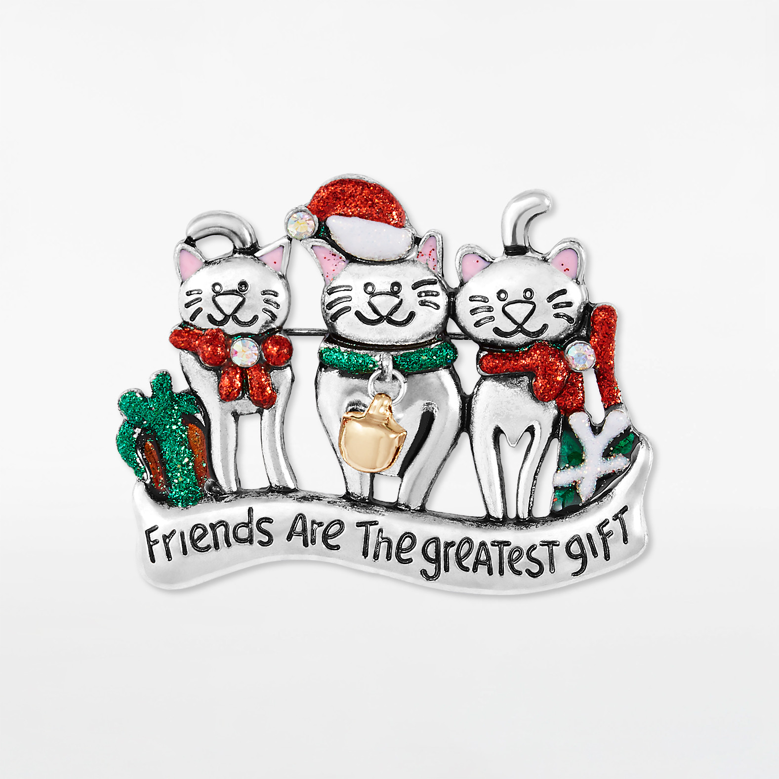 Holiday Cat Friends Pin