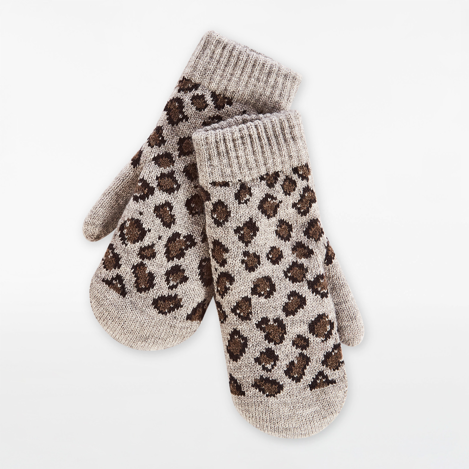 Animal Jacquard Knit Mittens