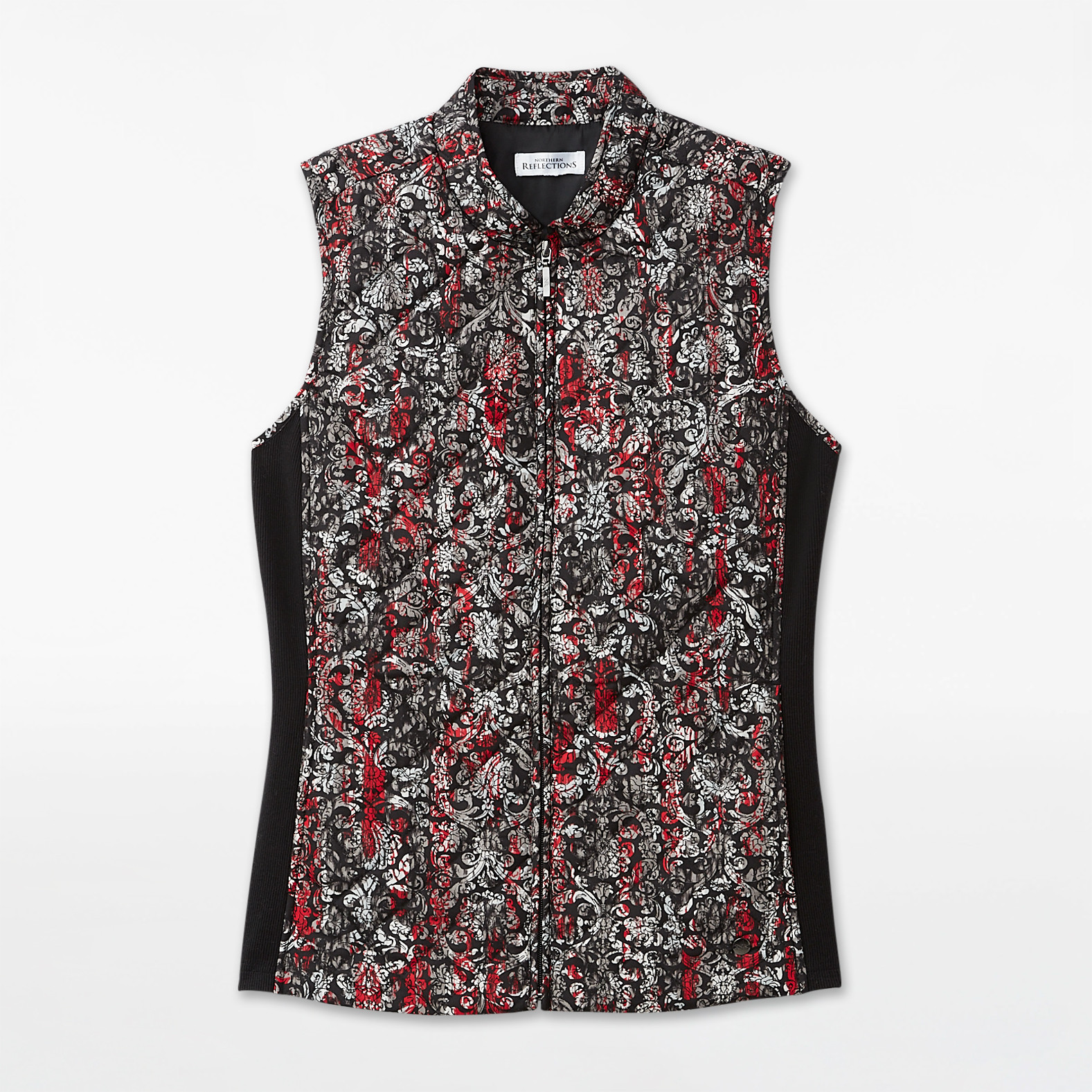 Scroll Print Mock Neck Vest