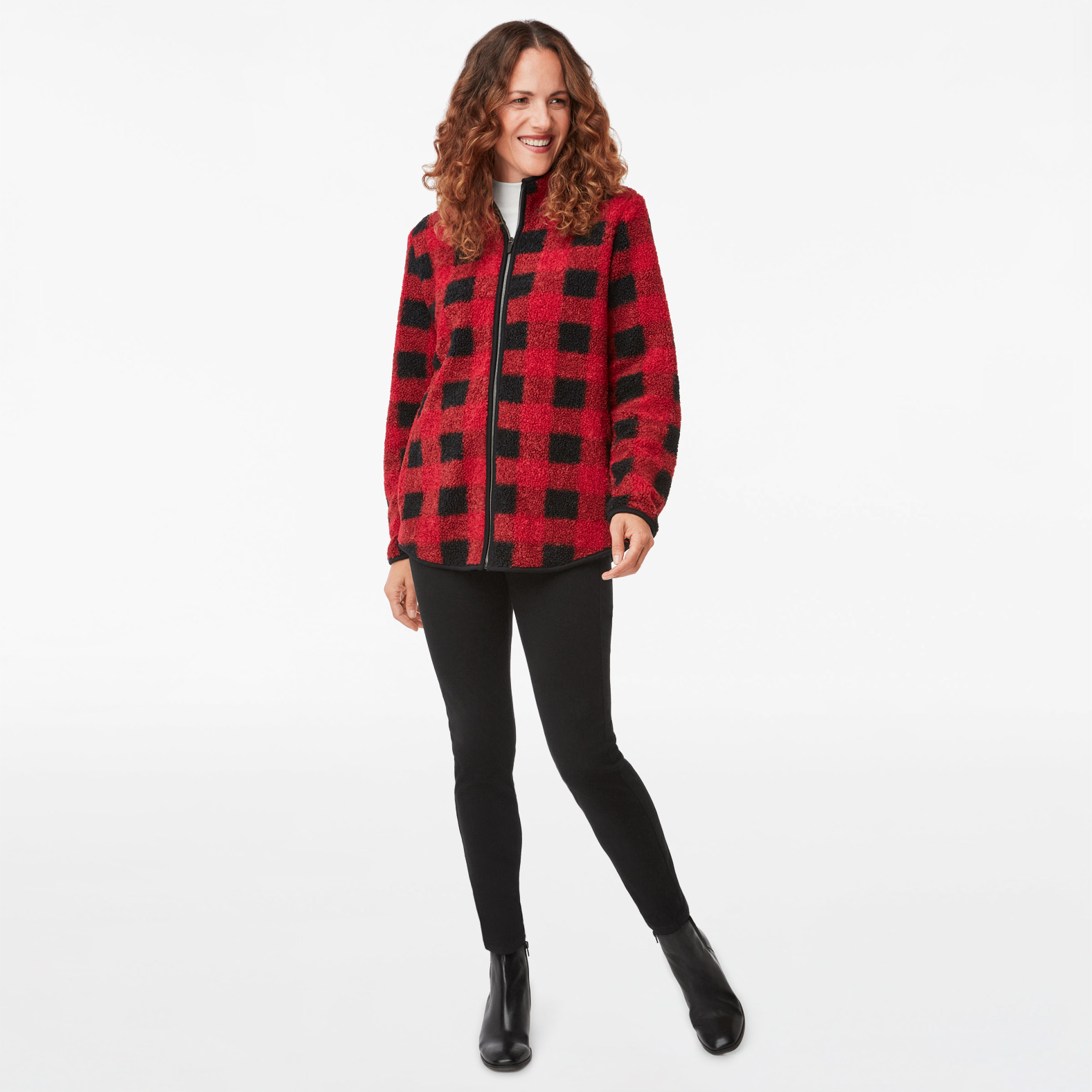 Printed Buffalo Check Teddy Jacket