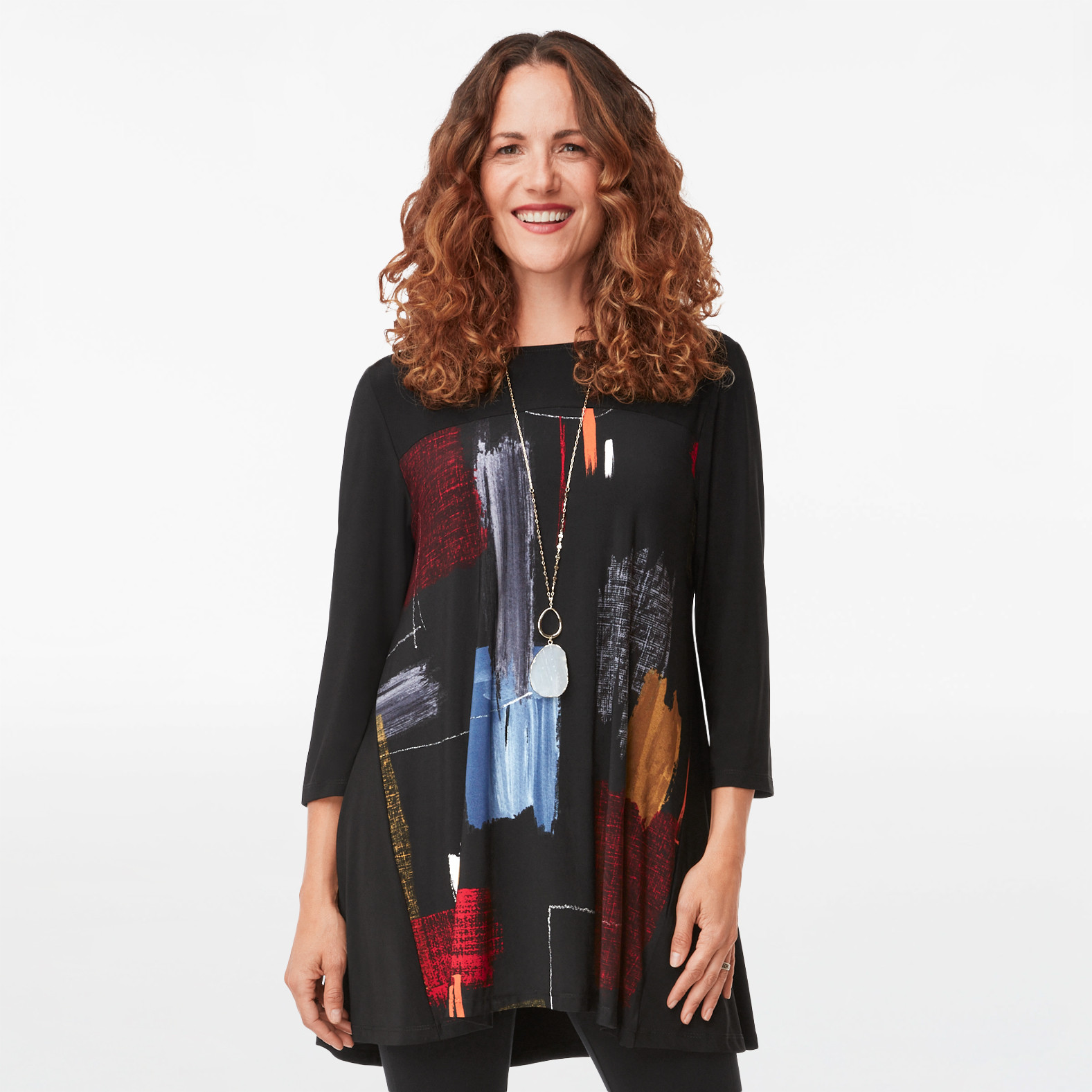 3/4 Sleeve Printed Swing Tunic