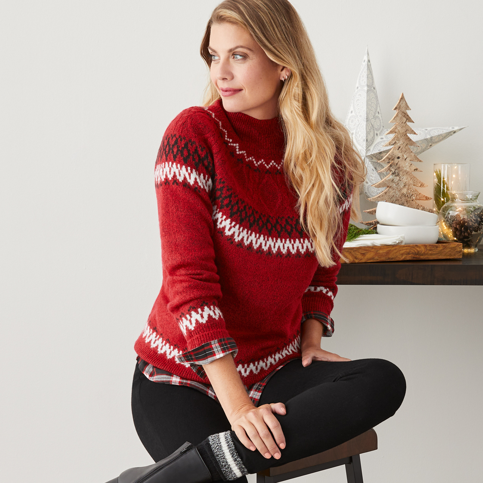 Fairisle Mock Neck Sweater