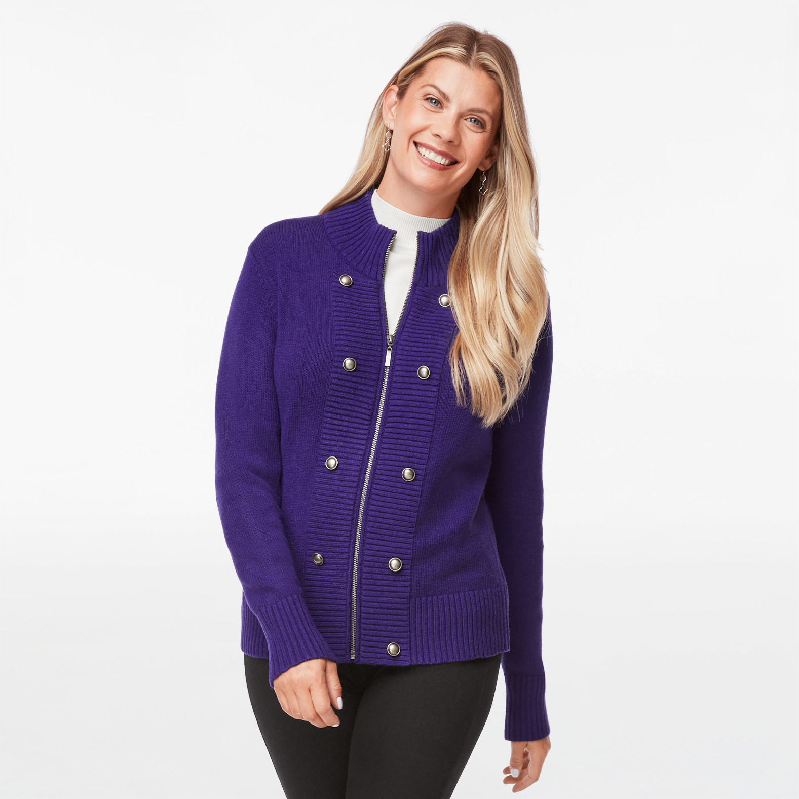 Zip Front Military Cardigan