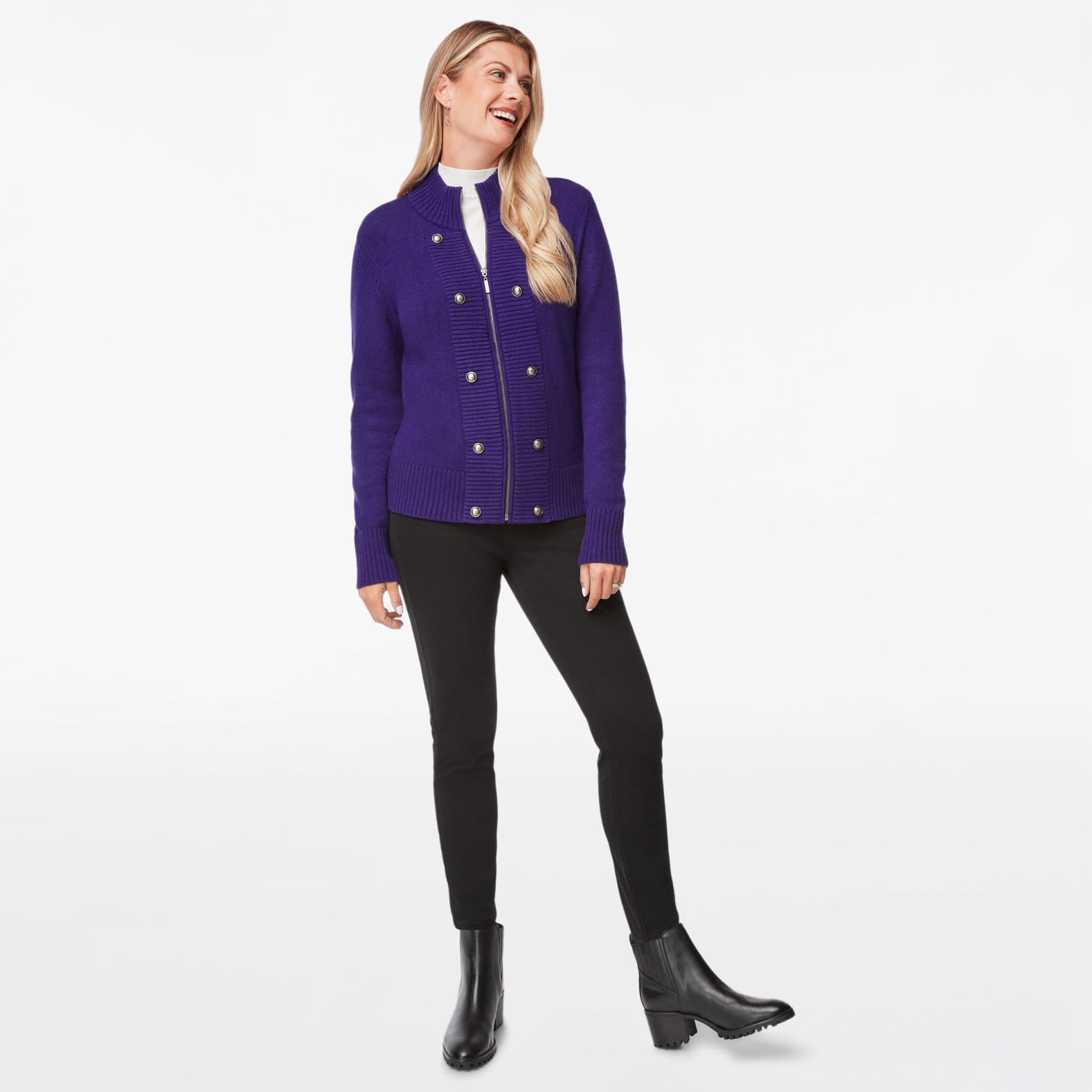 Zip Front Military Cardigan