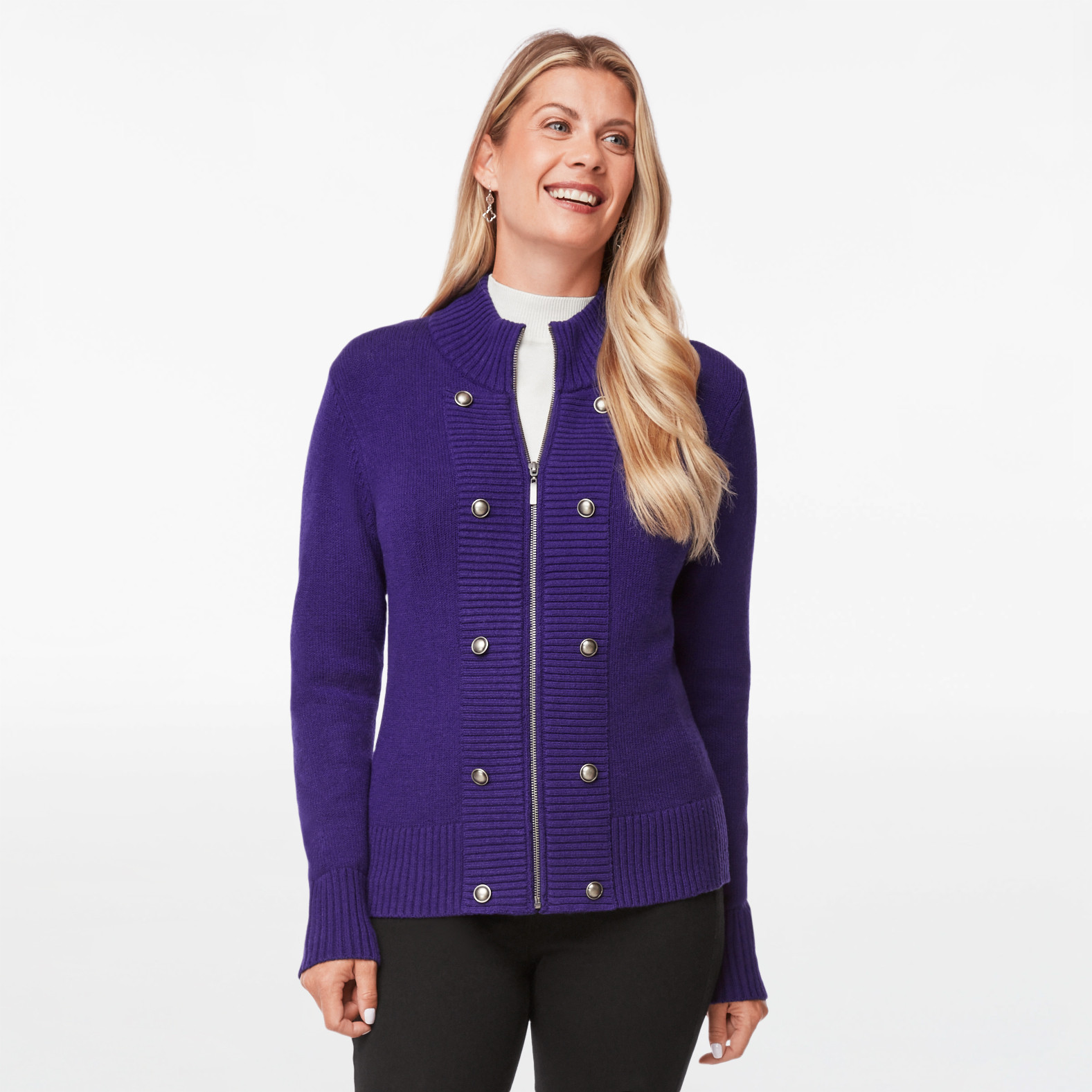Zip Front Military Cardigan