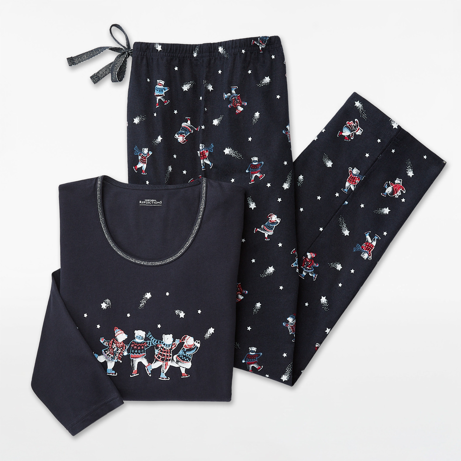 Bear Print Flannel Bottom Pyjama Set