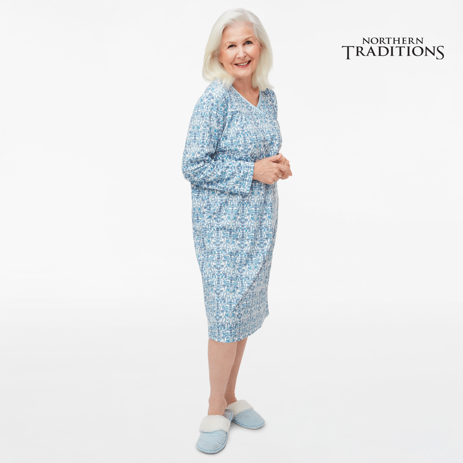 Abstract Floral Print Nightgown