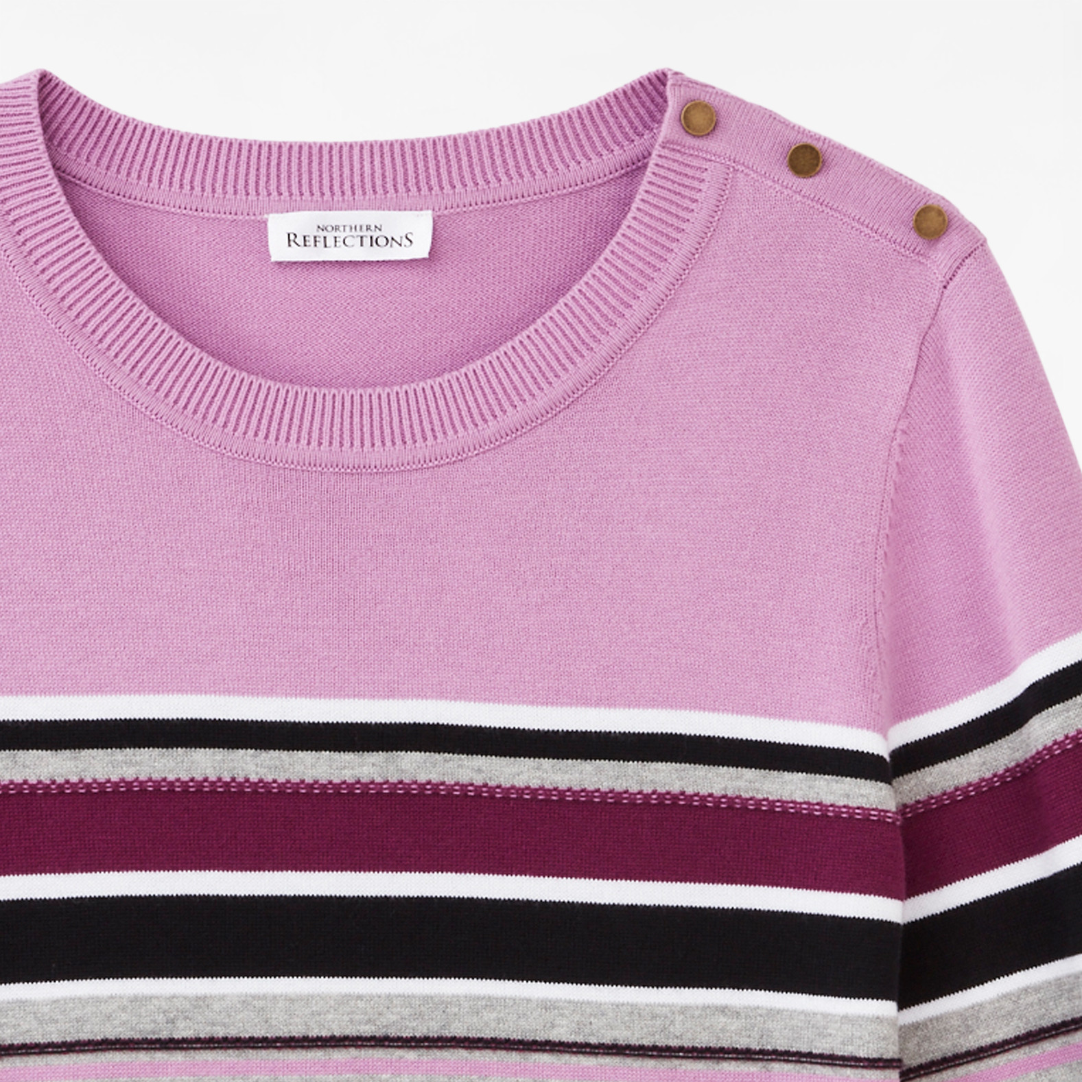 Crew Neck Colour Block Stripe Sweater - Lilac