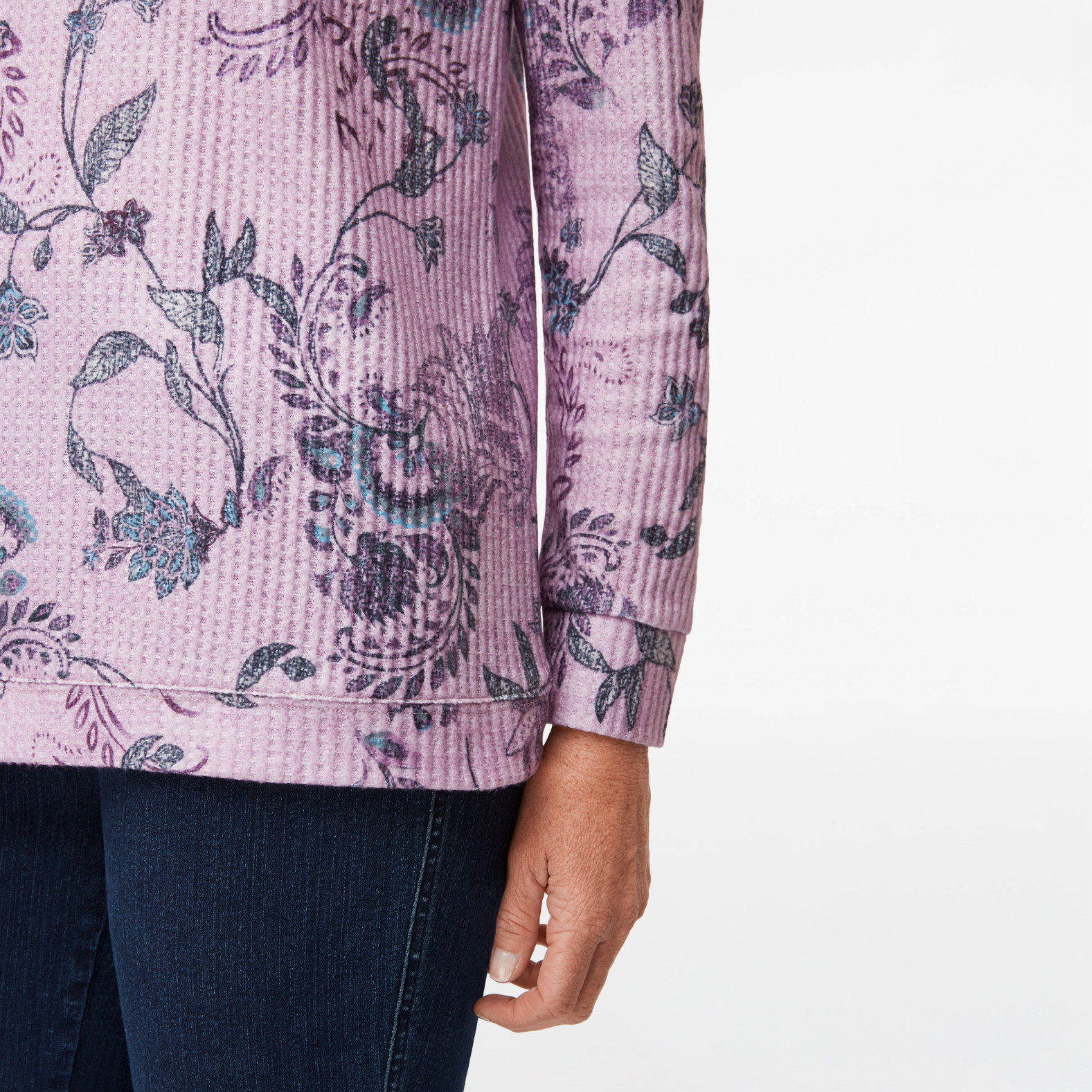 Waffle Knit Floral Print Top