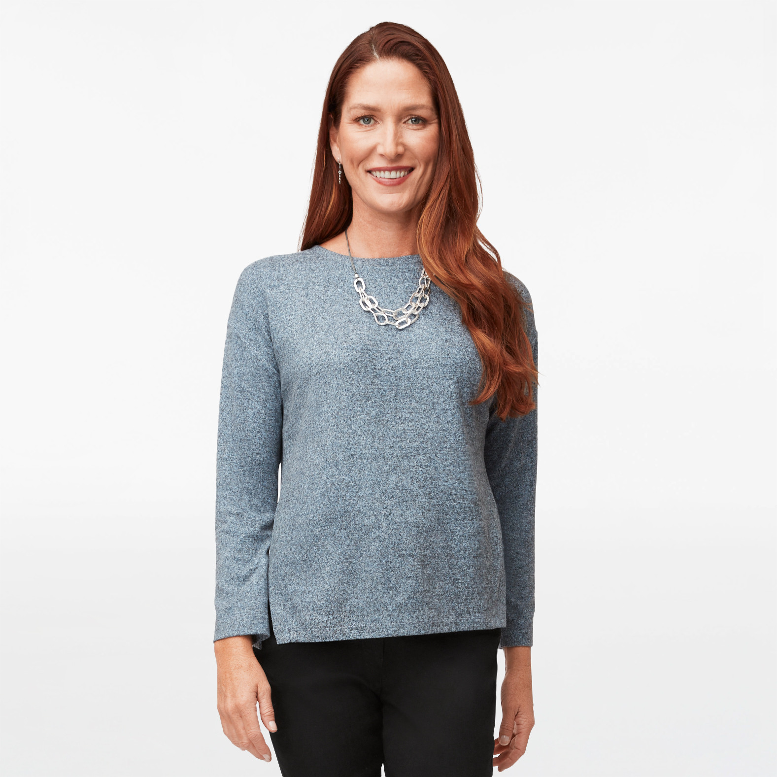 Petite - Soft Knit Side Slit Top